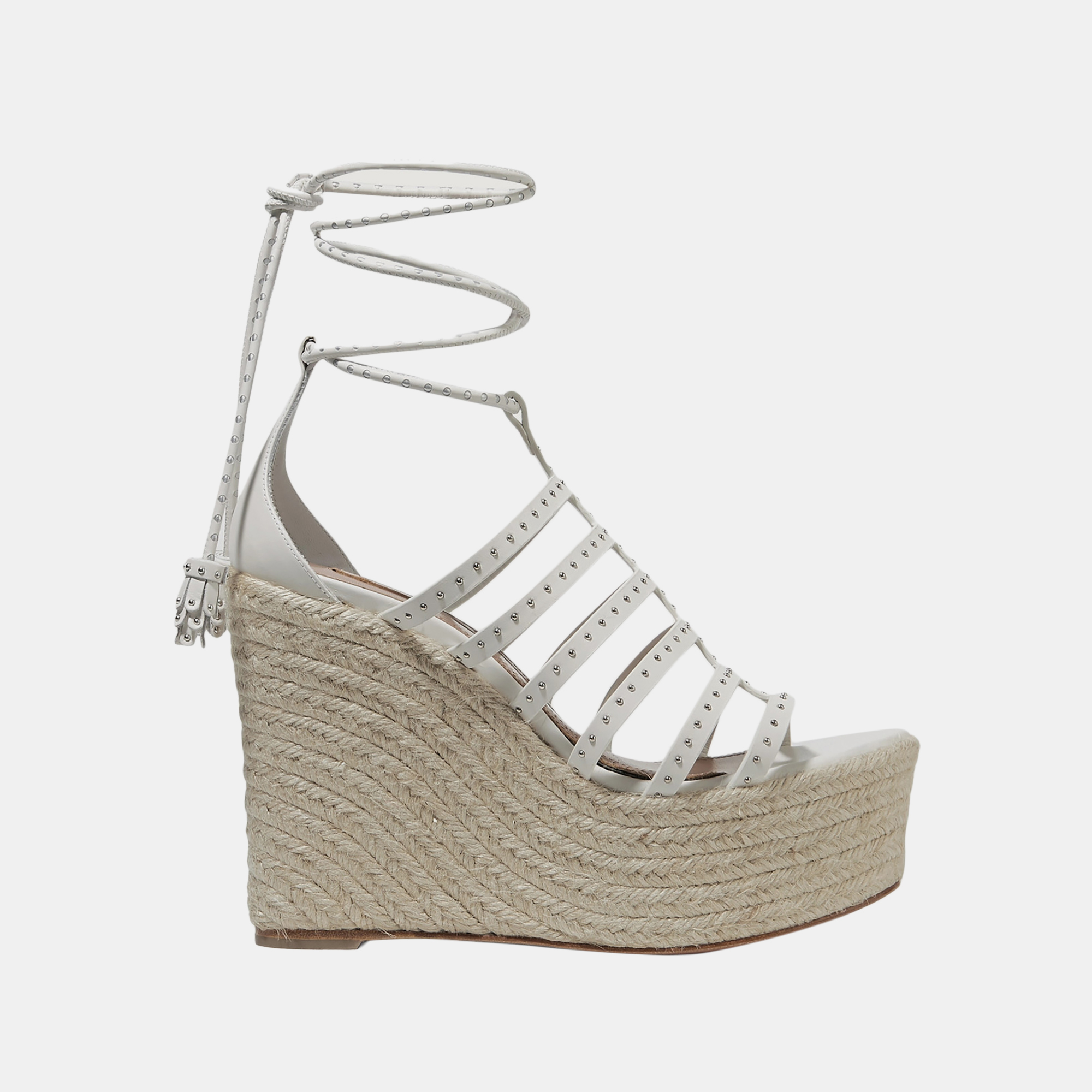 Alaia white leather wedge sandals 40