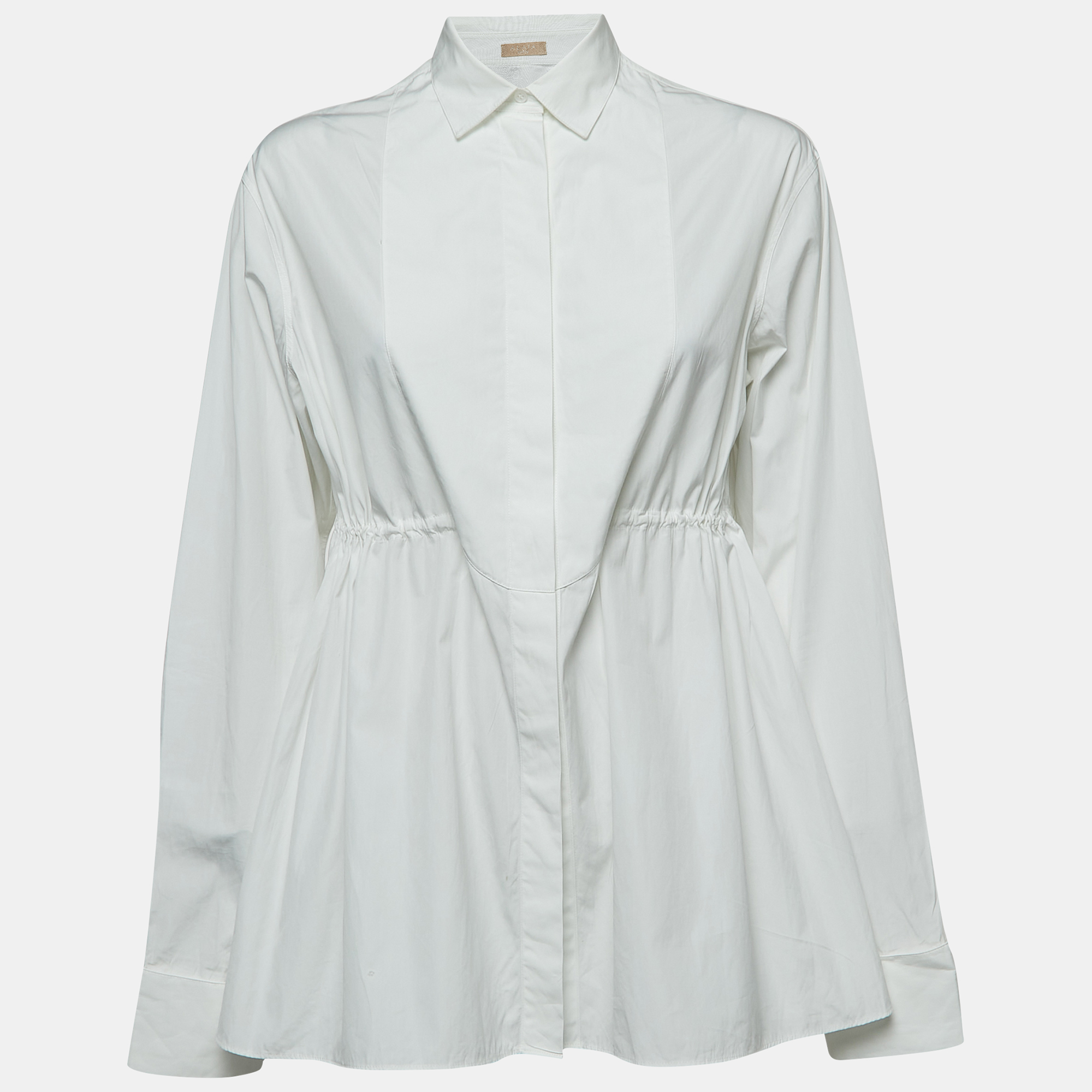 Alaia White Cotton Drawstring Detail Shirt L