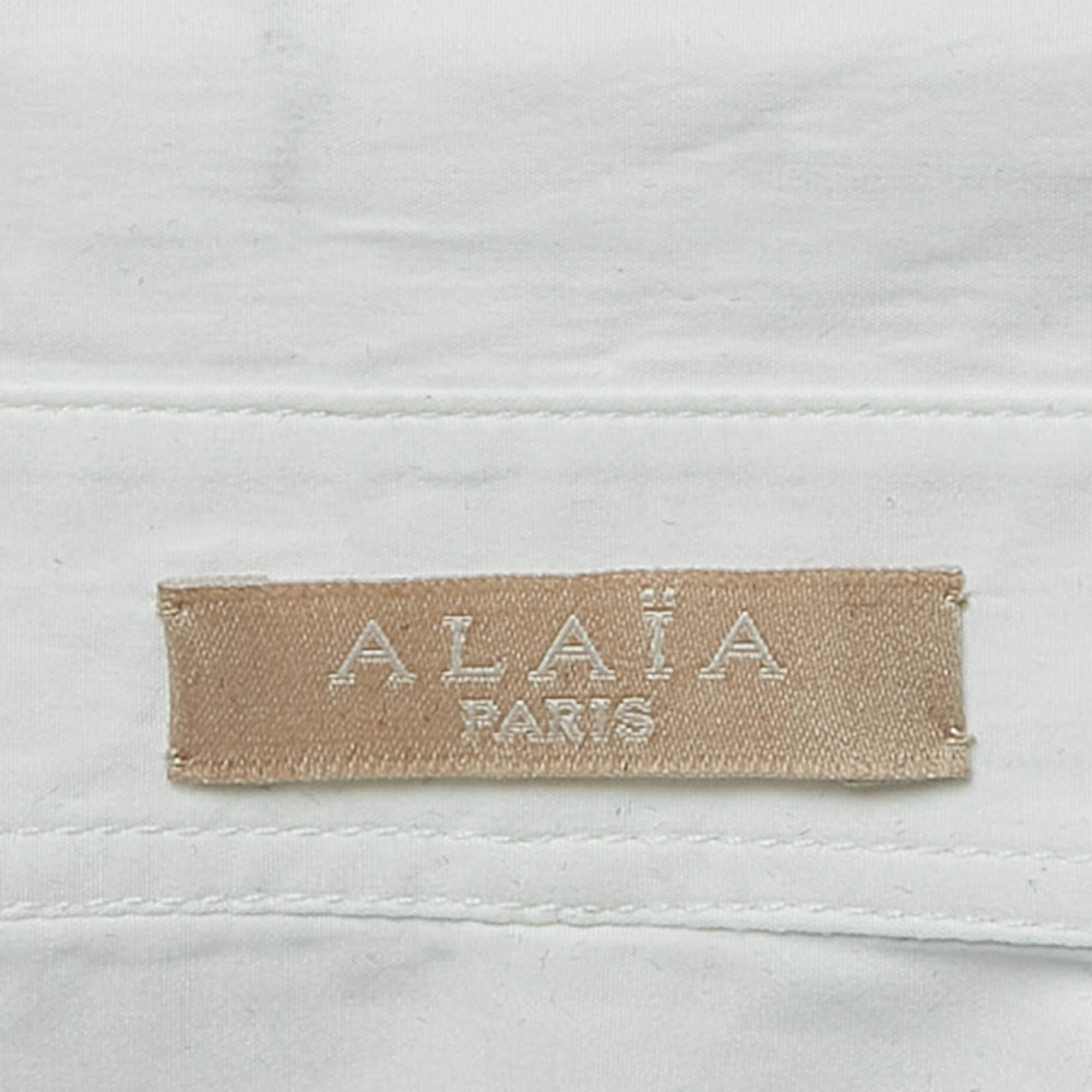 Alaia White Cotton Drawstring Detail Shirt L
