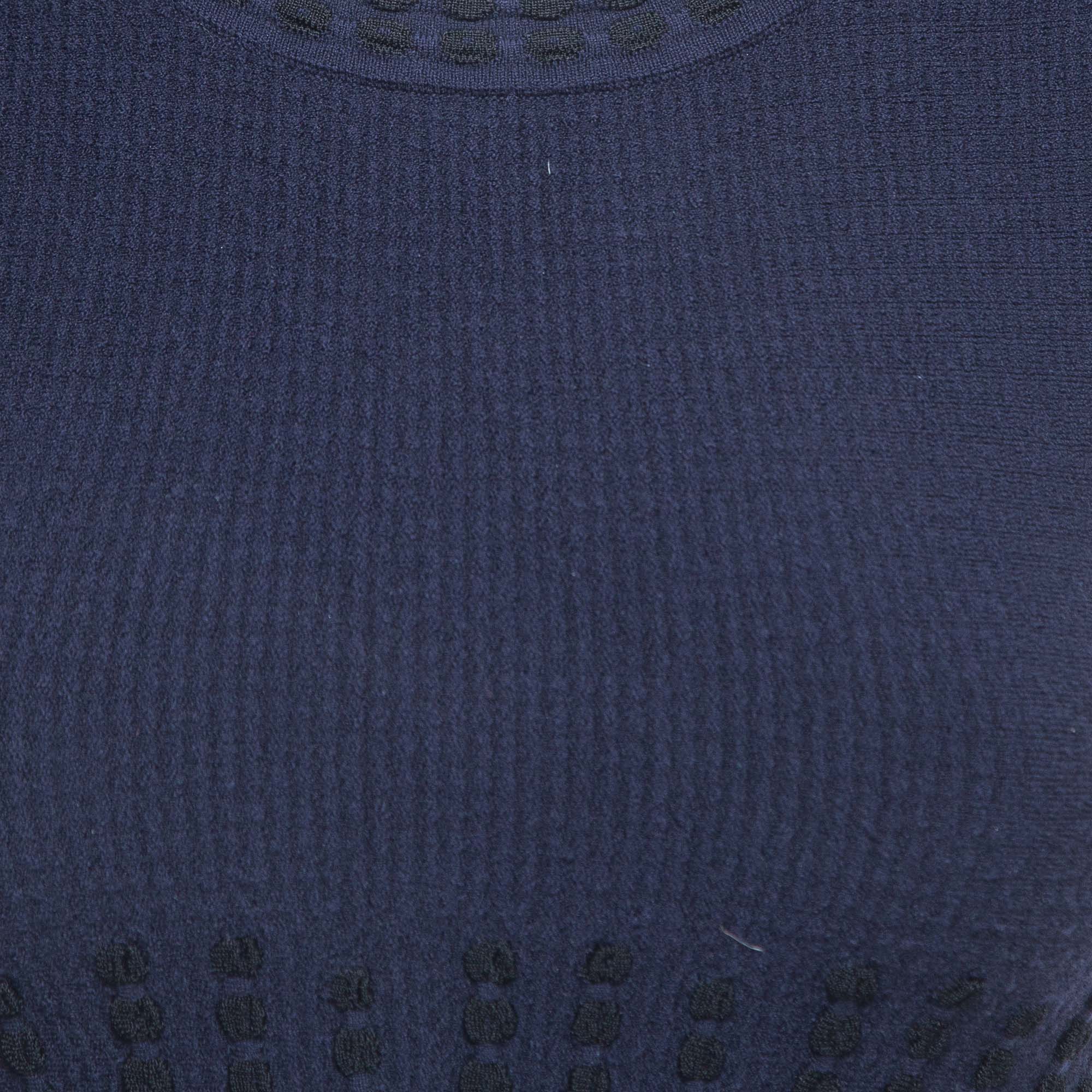 Alaia Navy Blue Wool Blend Sleeveless Skater Mini Dress S