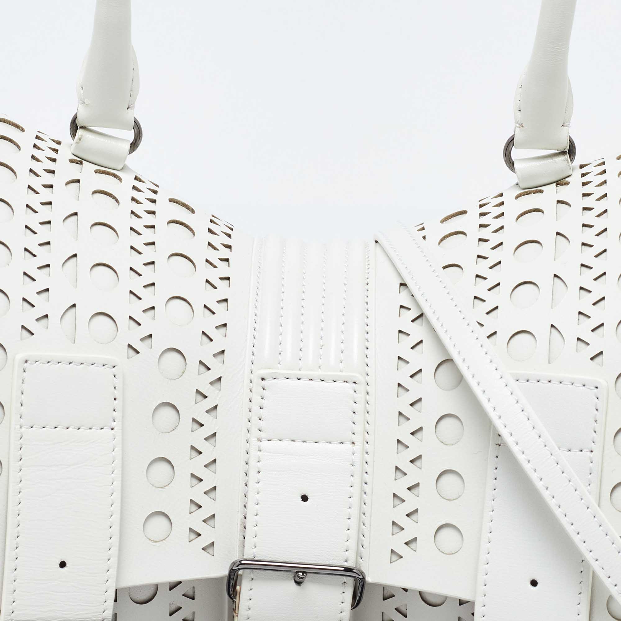 Alaia White Laser Cut Leather Edition 1992 Corset Bag