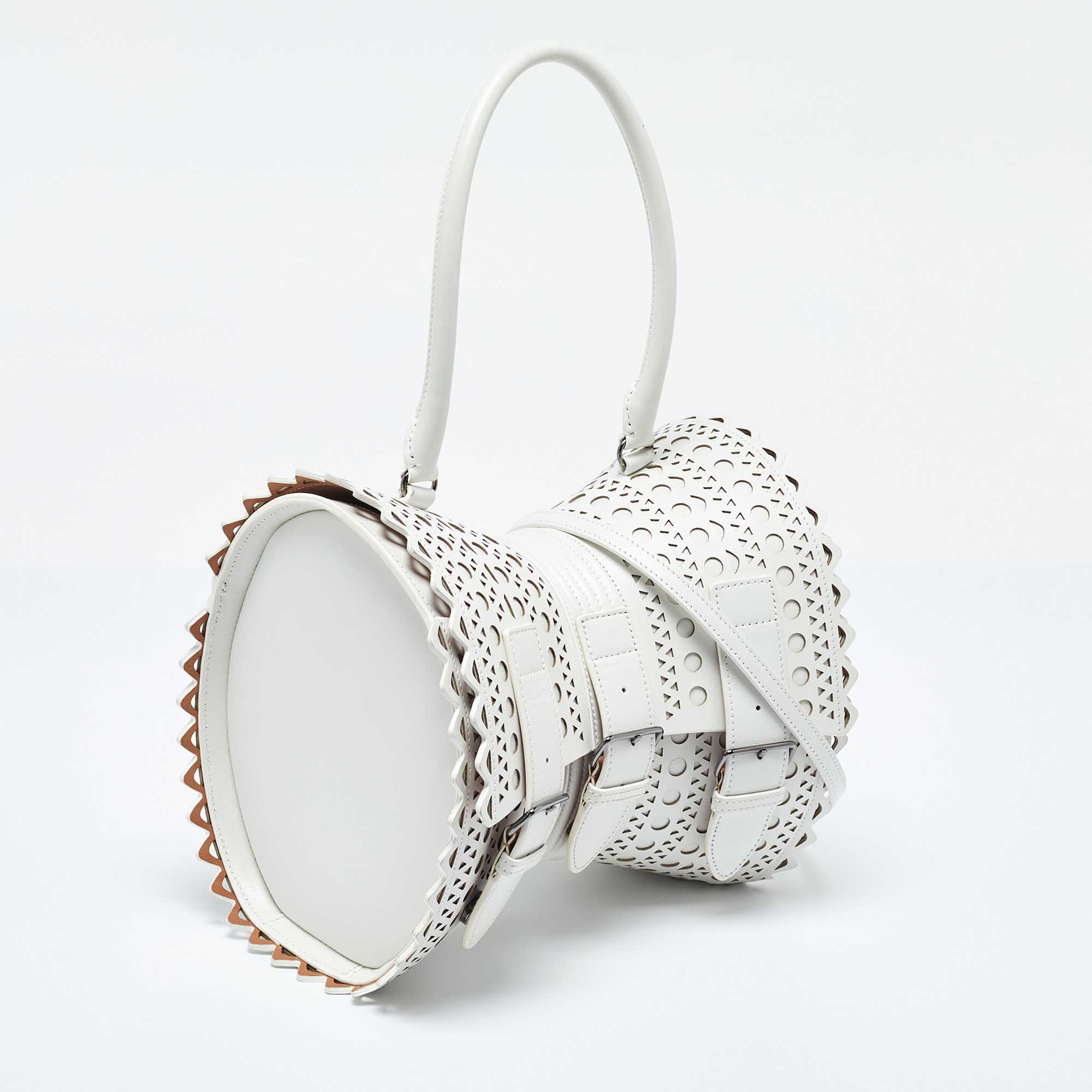 Alaia White Laser Cut Leather Edition 1992 Corset Bag