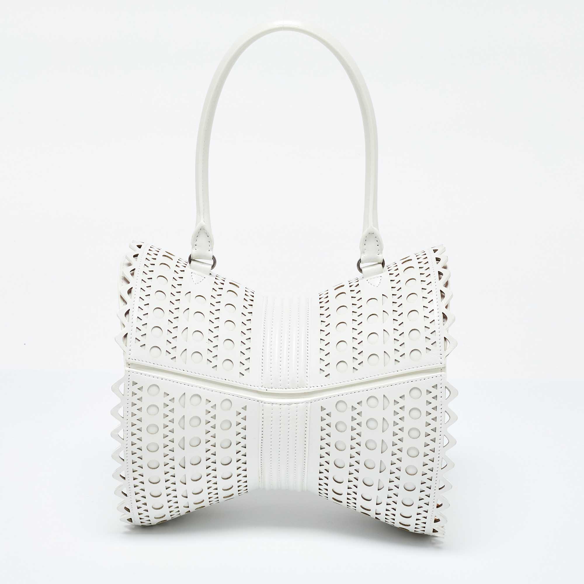 Alaia White Laser Cut Leather Edition 1992 Corset Bag