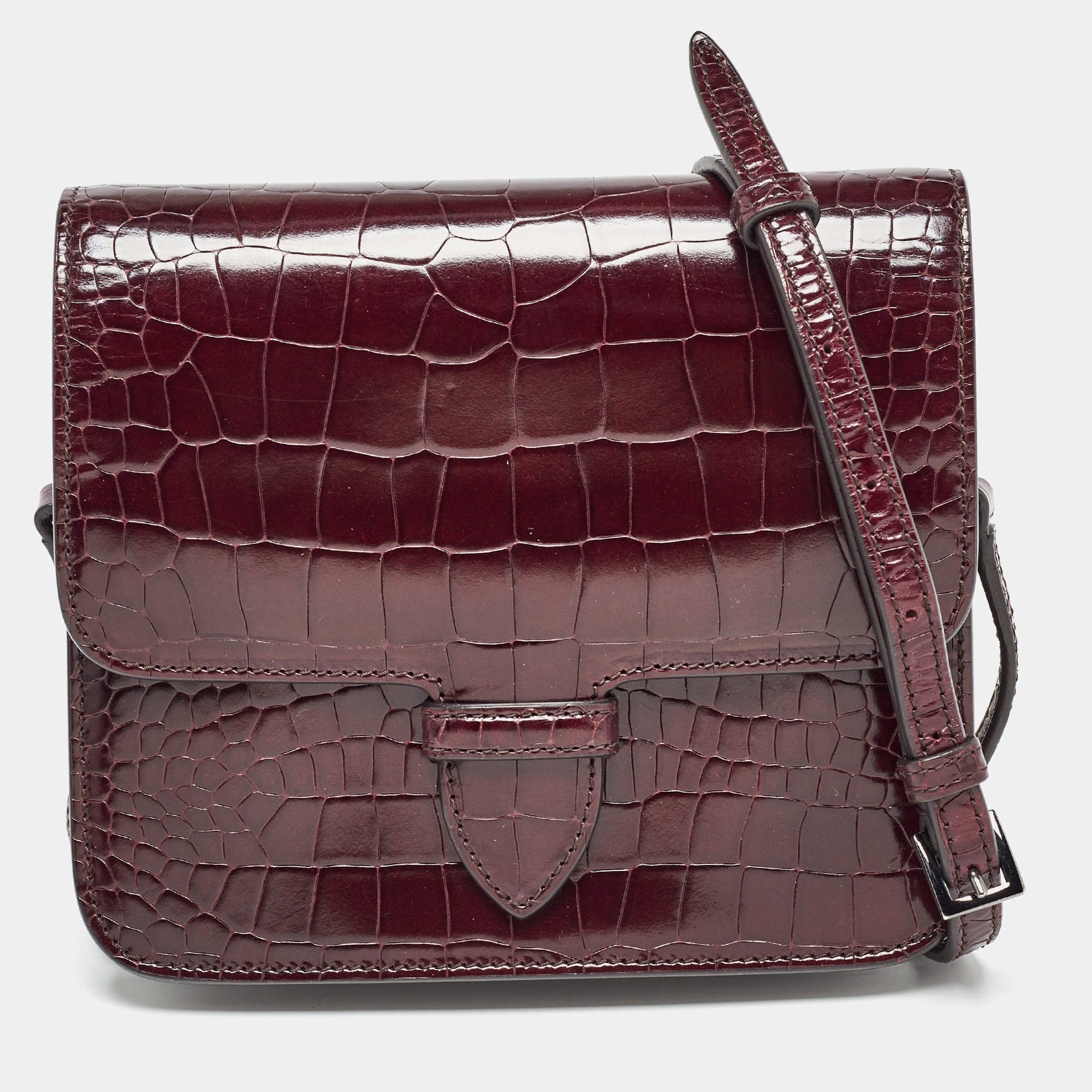 Alaia burgundy embossed leather crossbody bag