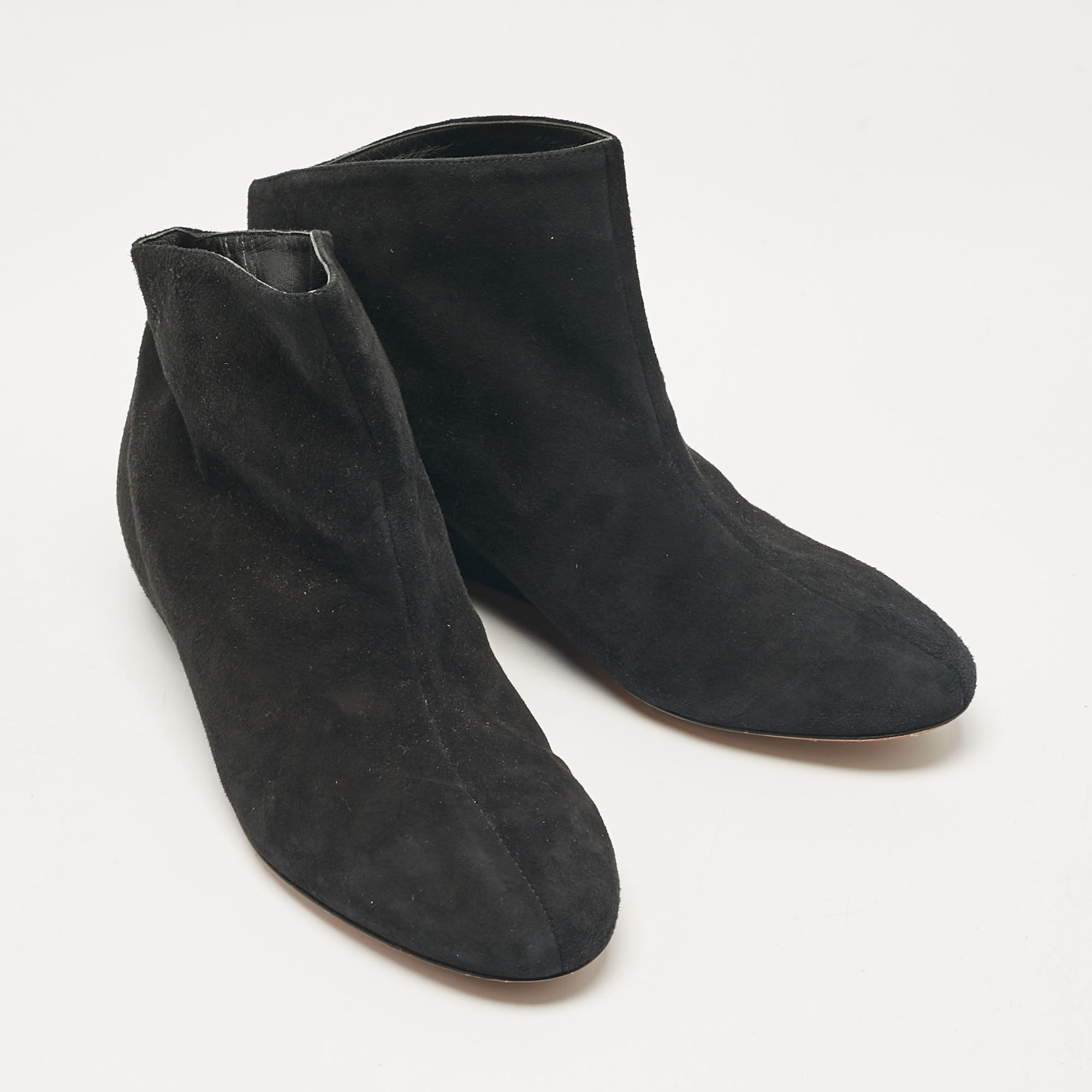 Alaia Black Suede Low Ankle Length Boots Size 35.5