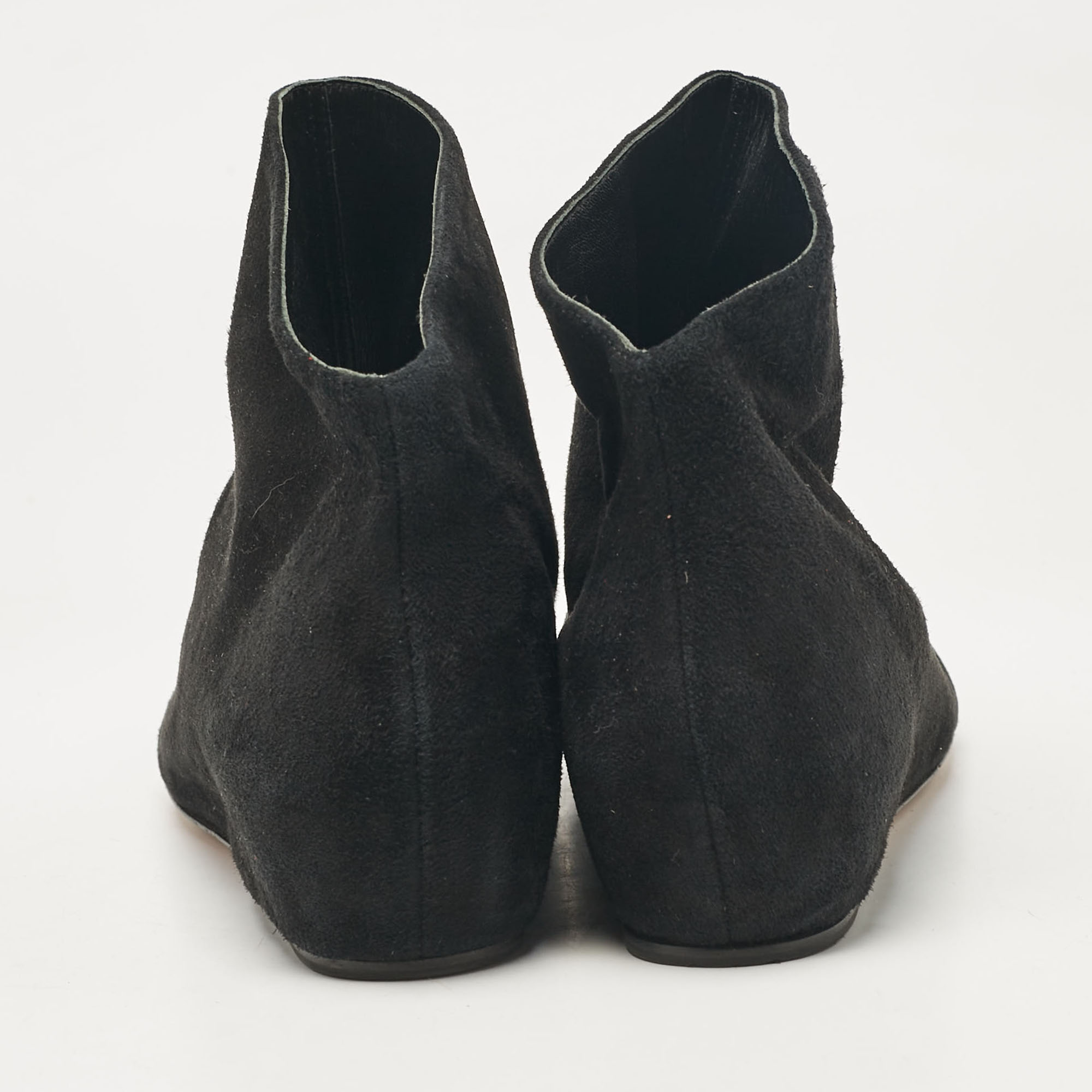 Alaia Black Suede Low Ankle Length Boots Size 35.5