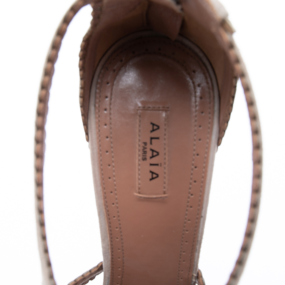 Alaia Beige Suede Laser Cut Out Sandals Size 39.5