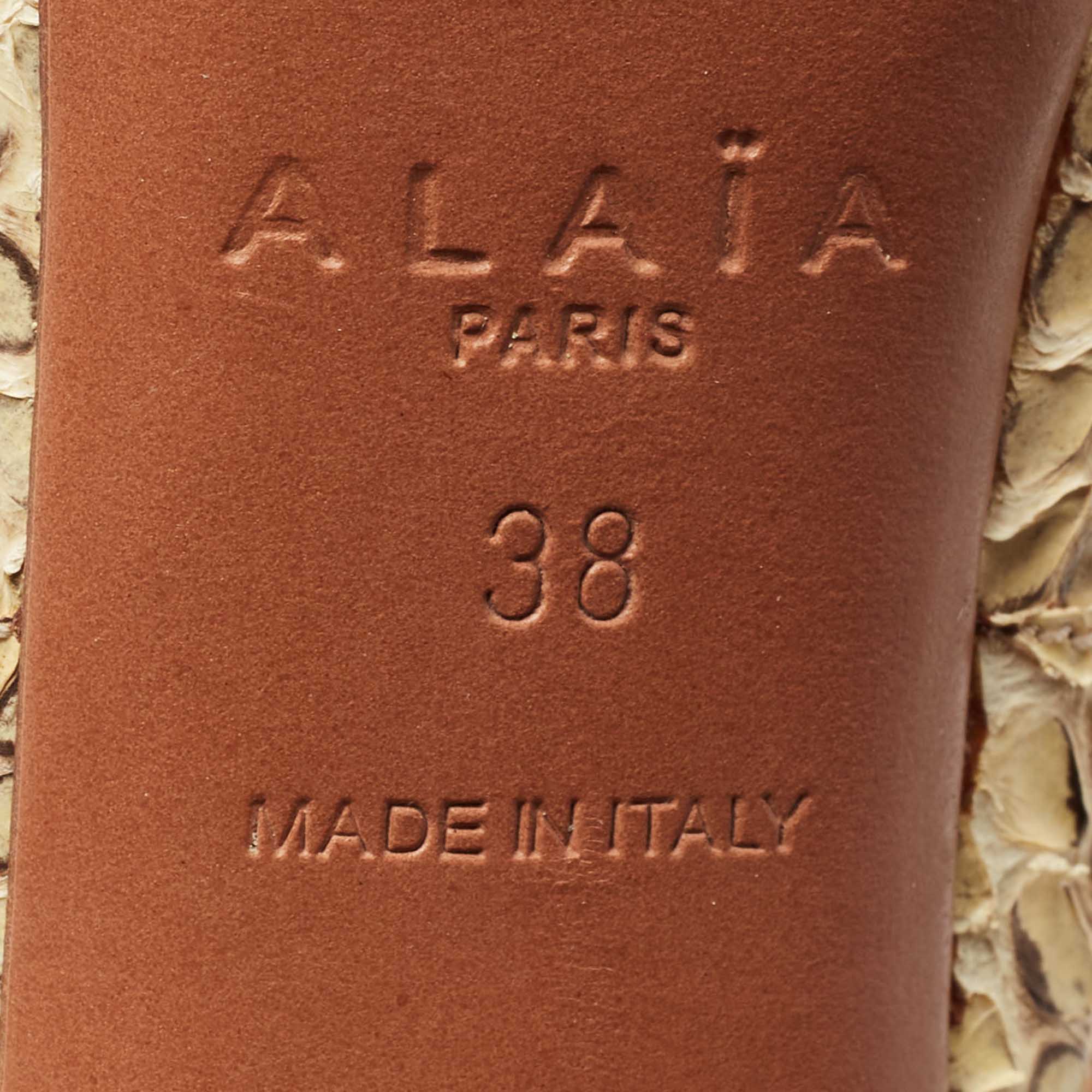 Alaia Cream Python And Mesh Zipper Booties Size 38