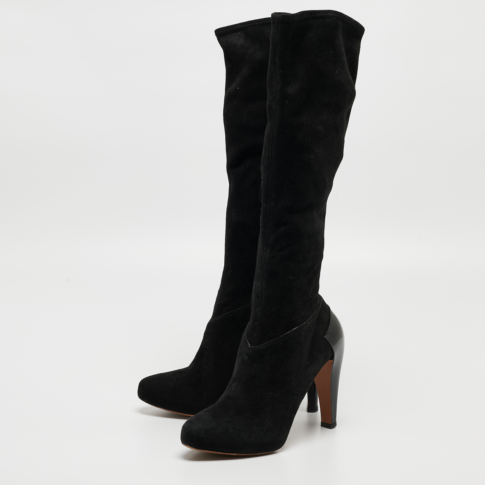 Alaia Black Suede Midcalf Boots Size 36