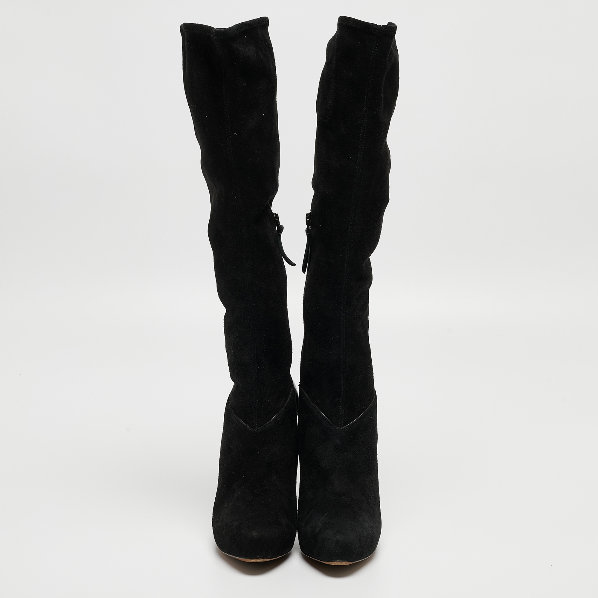 Alaia Black Suede Midcalf Boots Size 36