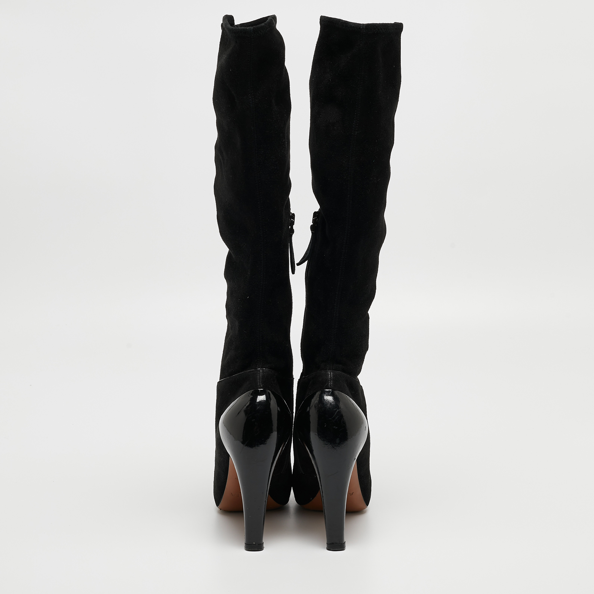 Alaia Black Suede Midcalf Boots Size 36