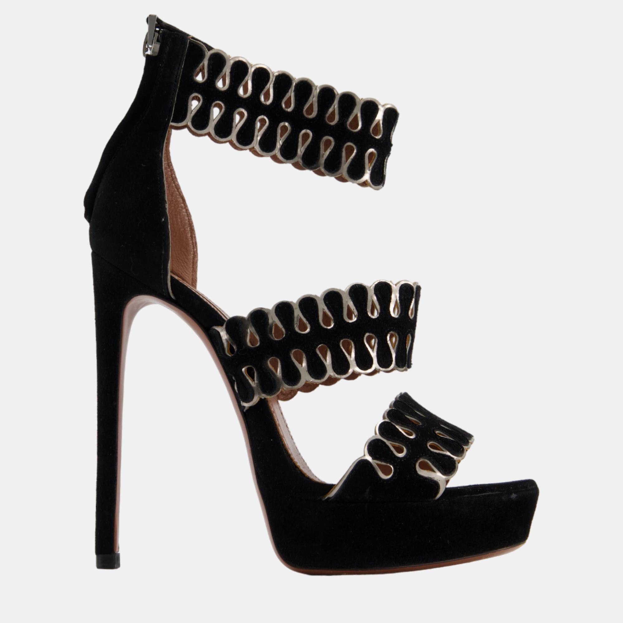 Alaia black cut out open sandal heels size eu 35