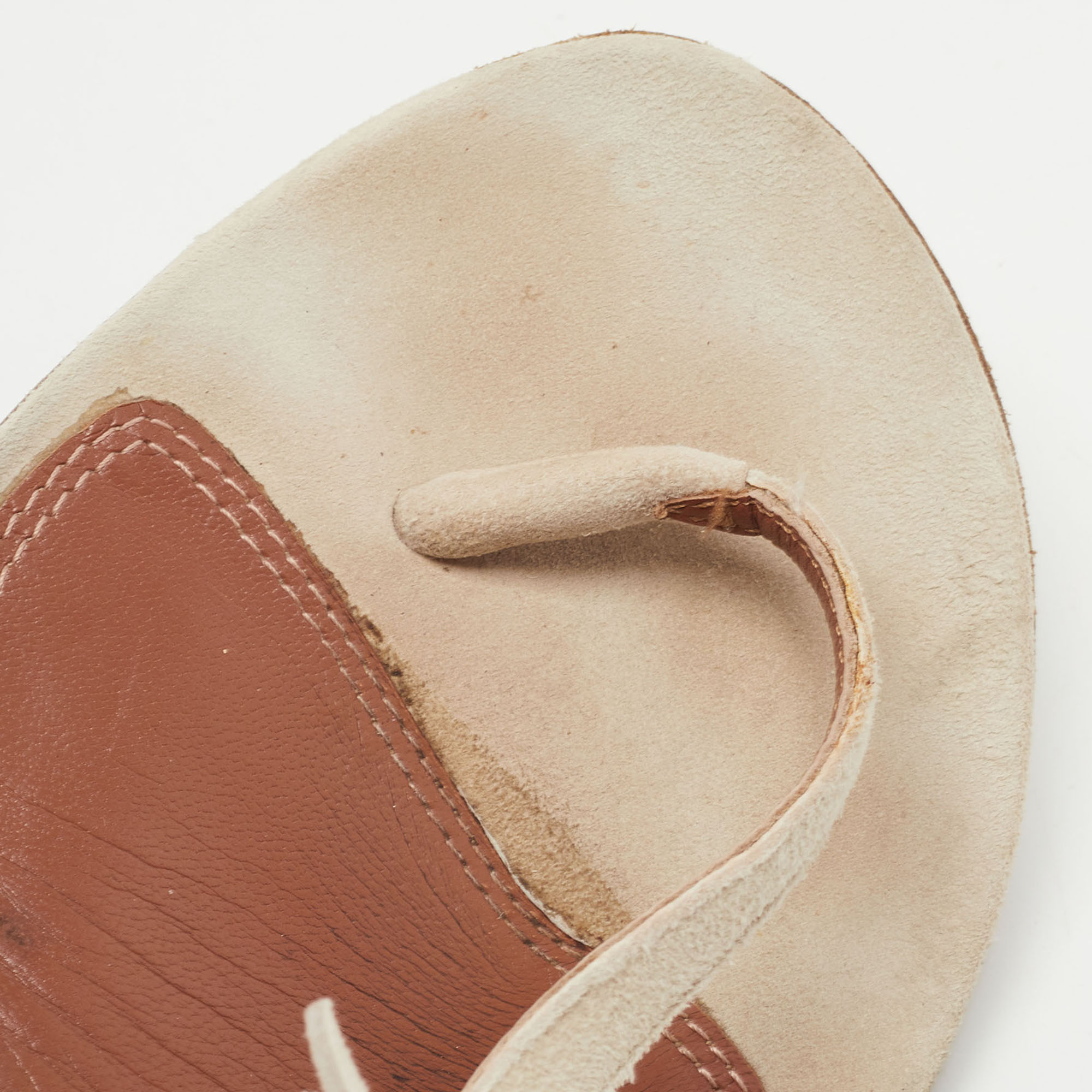 Alberta Ferretti Grey Fringe Detail Ankle Strap Flat Sandals Size 37