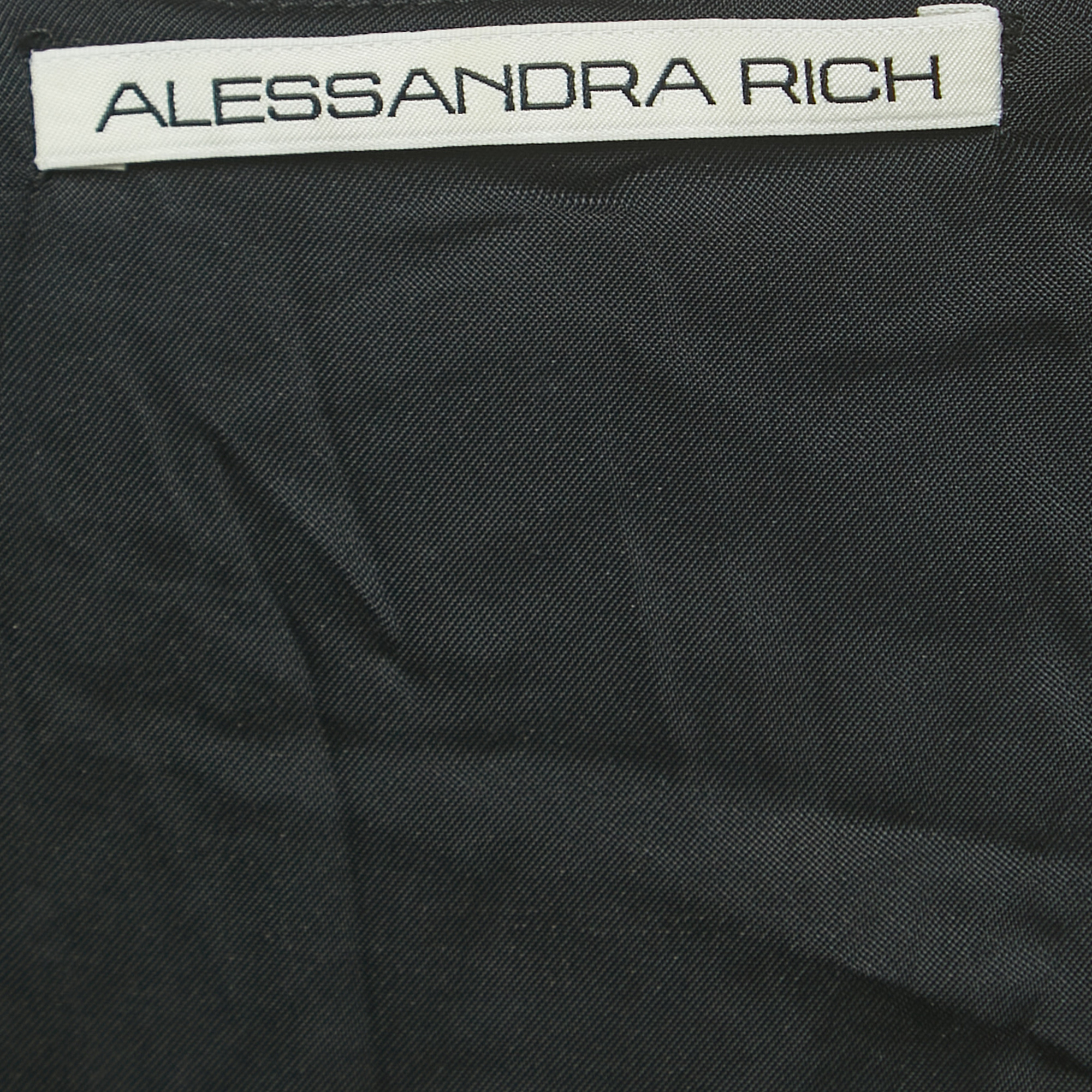 Alessandra Rich Black Velvet Cut-Out Long Sleeve Slit Gown S