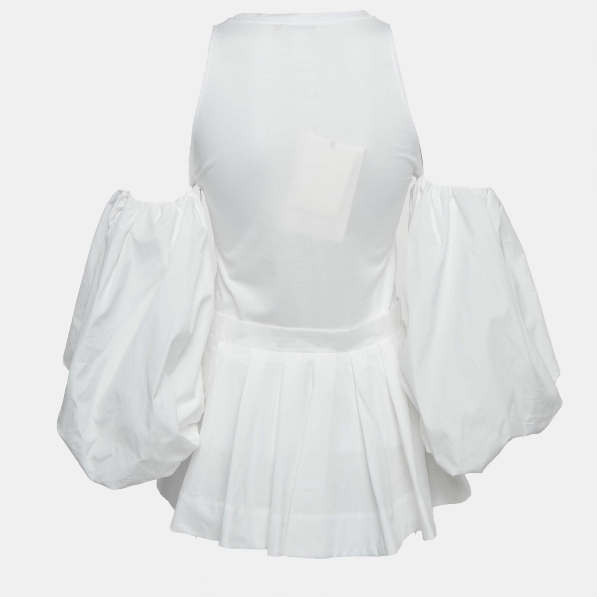 Alexander McQueen White Cotton Pleated Mini Dress S