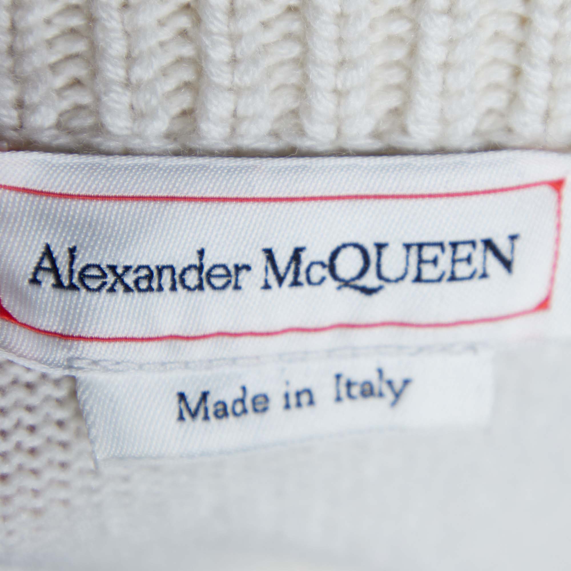 Alexander McQueen Ivory Cashmere Knit Peplum Scoop Jumper XS