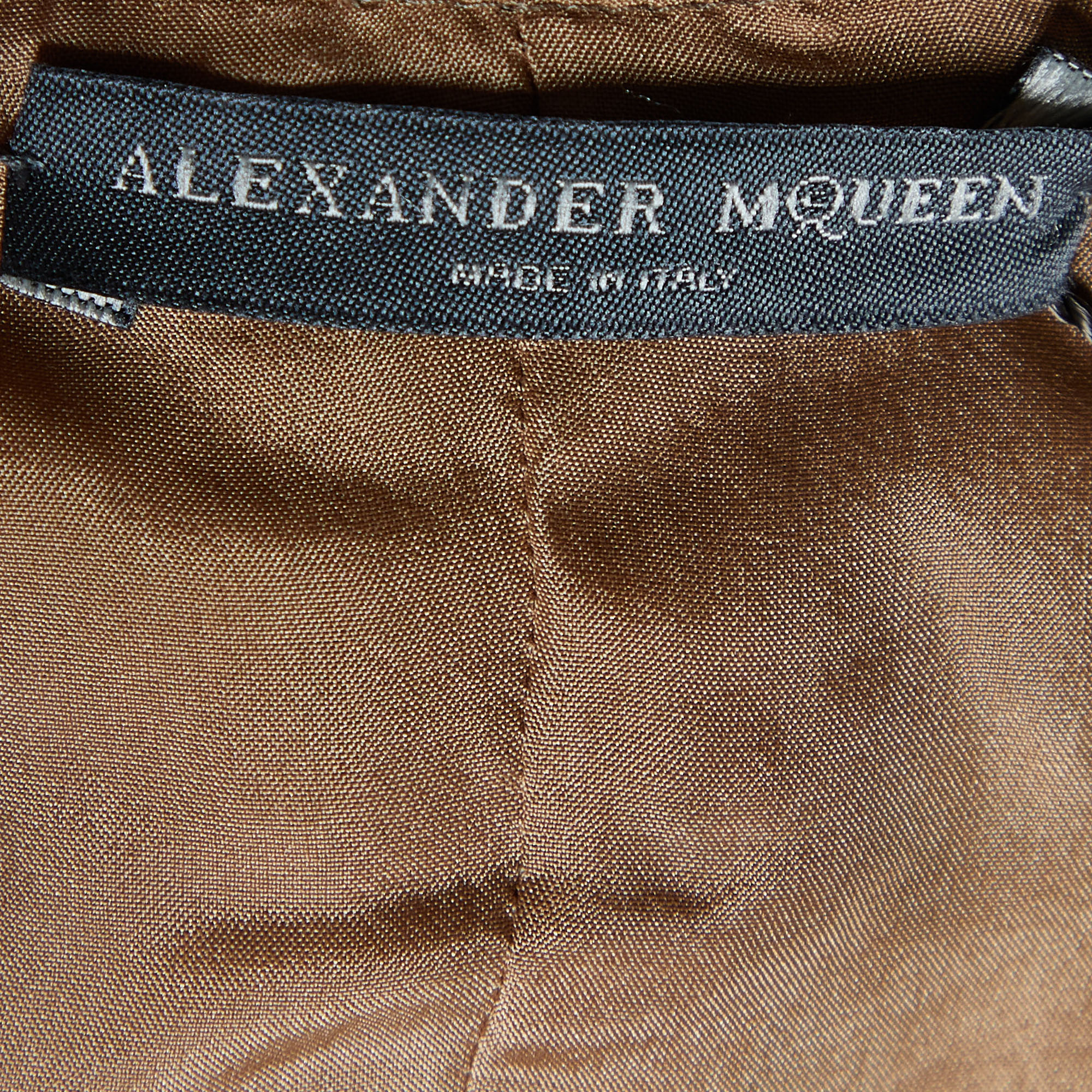 Alexander McQueen Gold Silk Open Front Full Sleeve Shrug M