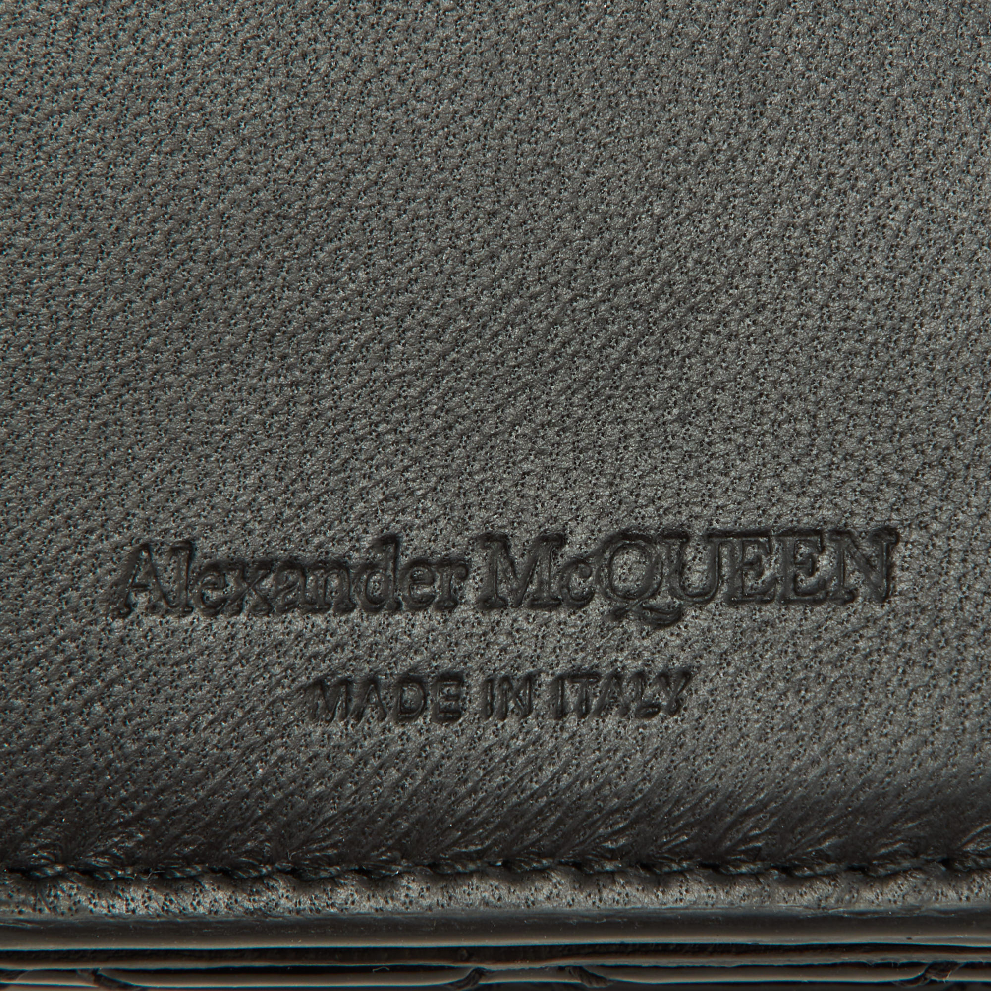 Alexander McQueen Black Patent Leather Skull Continental Wallet