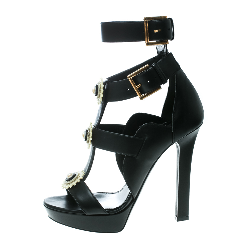 Alexander McQueen Black Leather French Gloss Platform Strappy Sandals Size
Alexander McQueen Black Leather French Gloss Platform Strappy Sandals Size