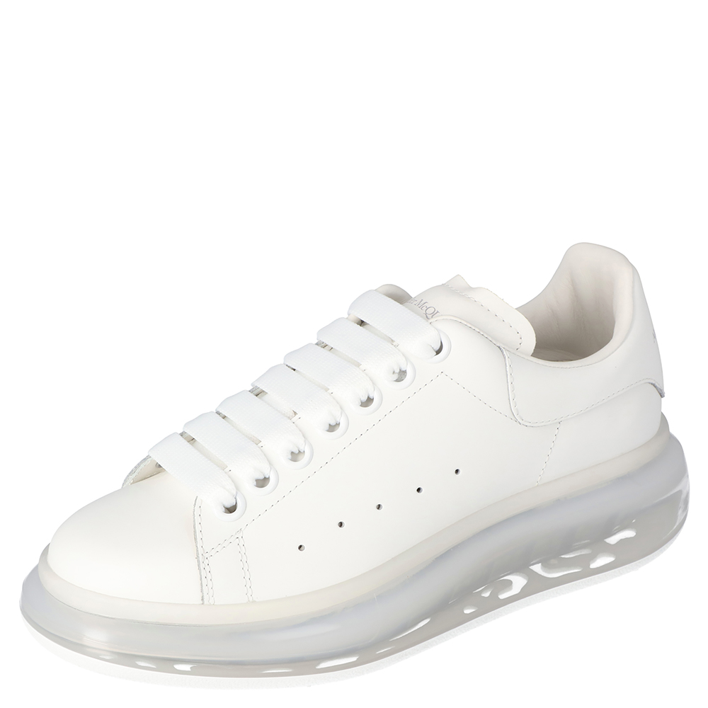 Image of Alexander McQueen White Oversized Clear Sole Sneakers Size EU