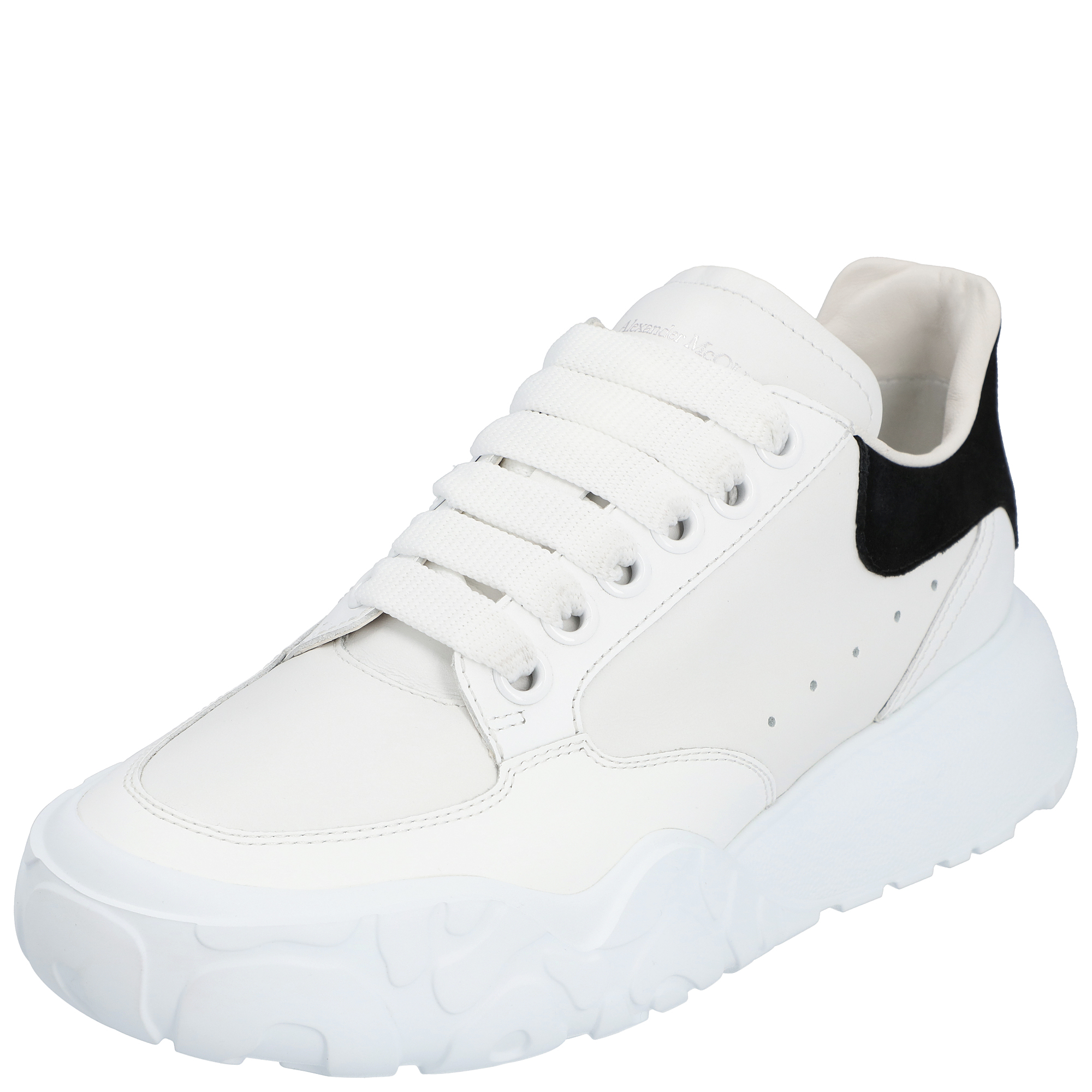 Alexander McQueen Black/White Leather Court Trainer Sneakers EU 37 (US 6.5/UK 4)