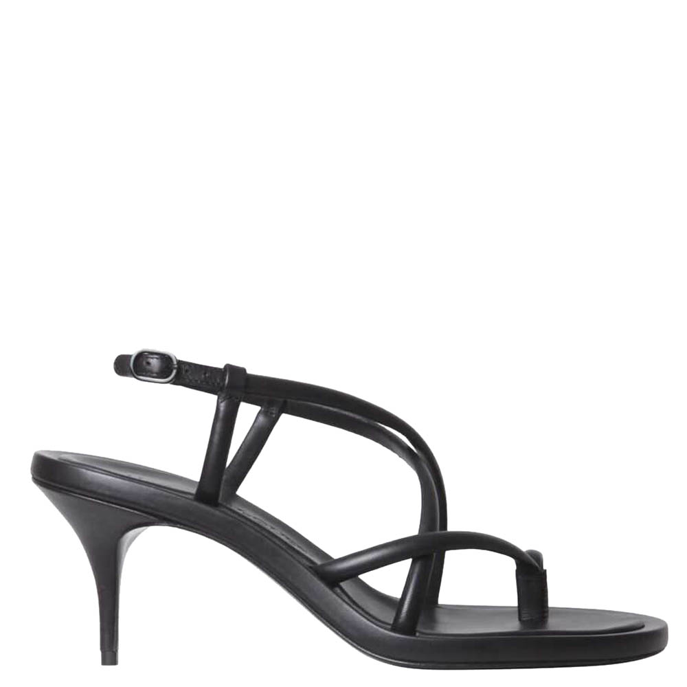 Alexander McQueen Black Leather Strappy Sandals Size IT 37