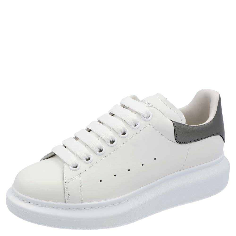Alexander McQueen White/Grey Leather Oversized Sneakers Size EU 37.5