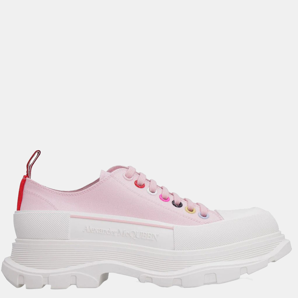 Alexander Mcqueen Pink Tread Slick Fabric Low-top Sneakers EU