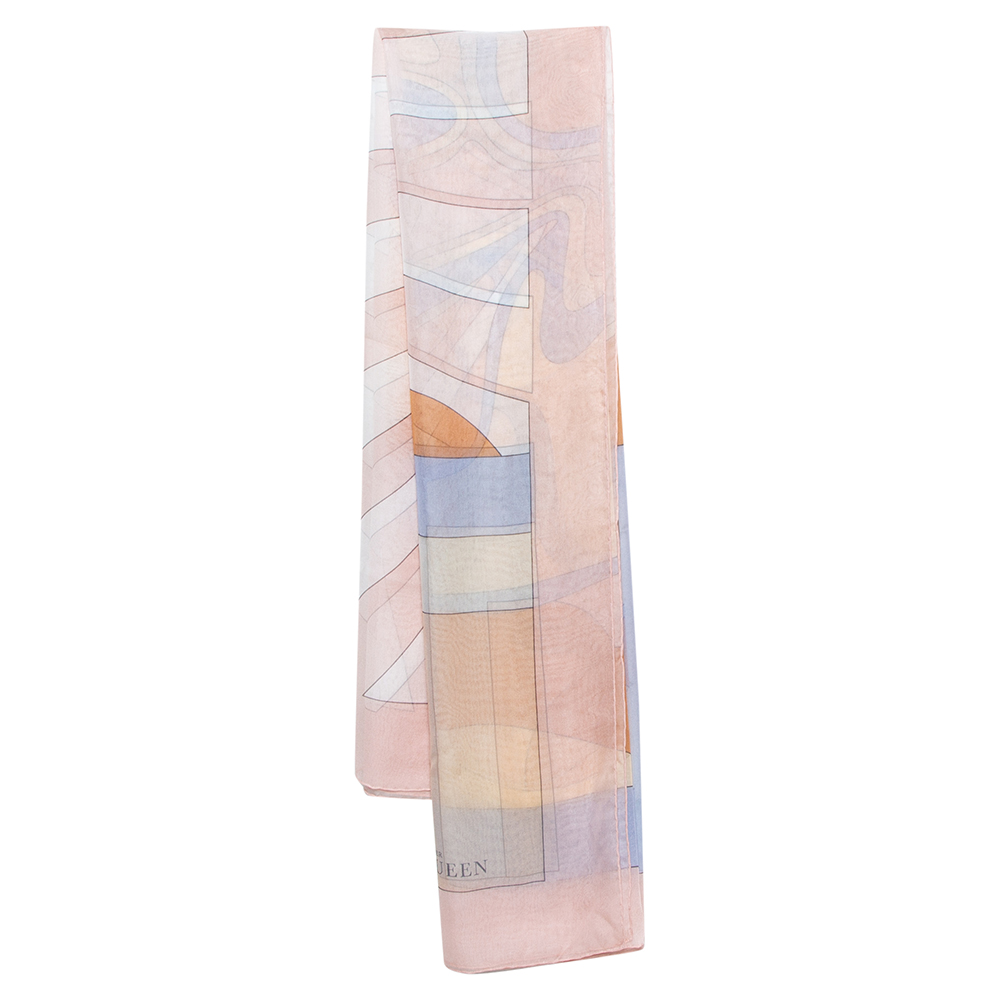 Image of Alexander McQueen Multicolor Pastel Geometric Print Scarf