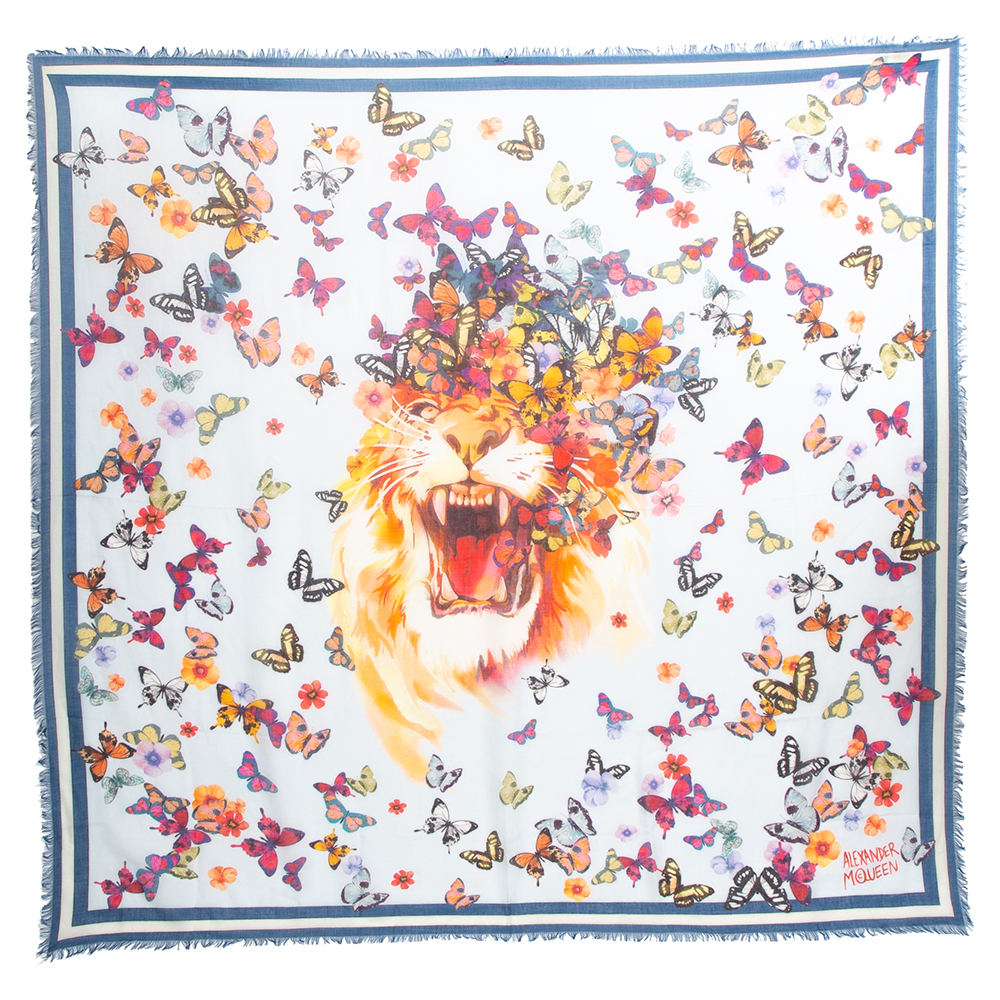 Image of Alexander McQueen Butterfly-print Modal and Silk-blend Scarf