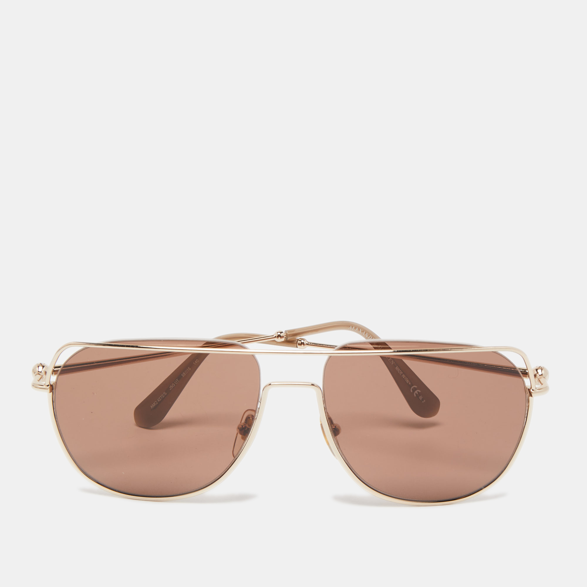 Alexander McQueen Brown/Gold AMQ4272/S Aviator Sunglasses