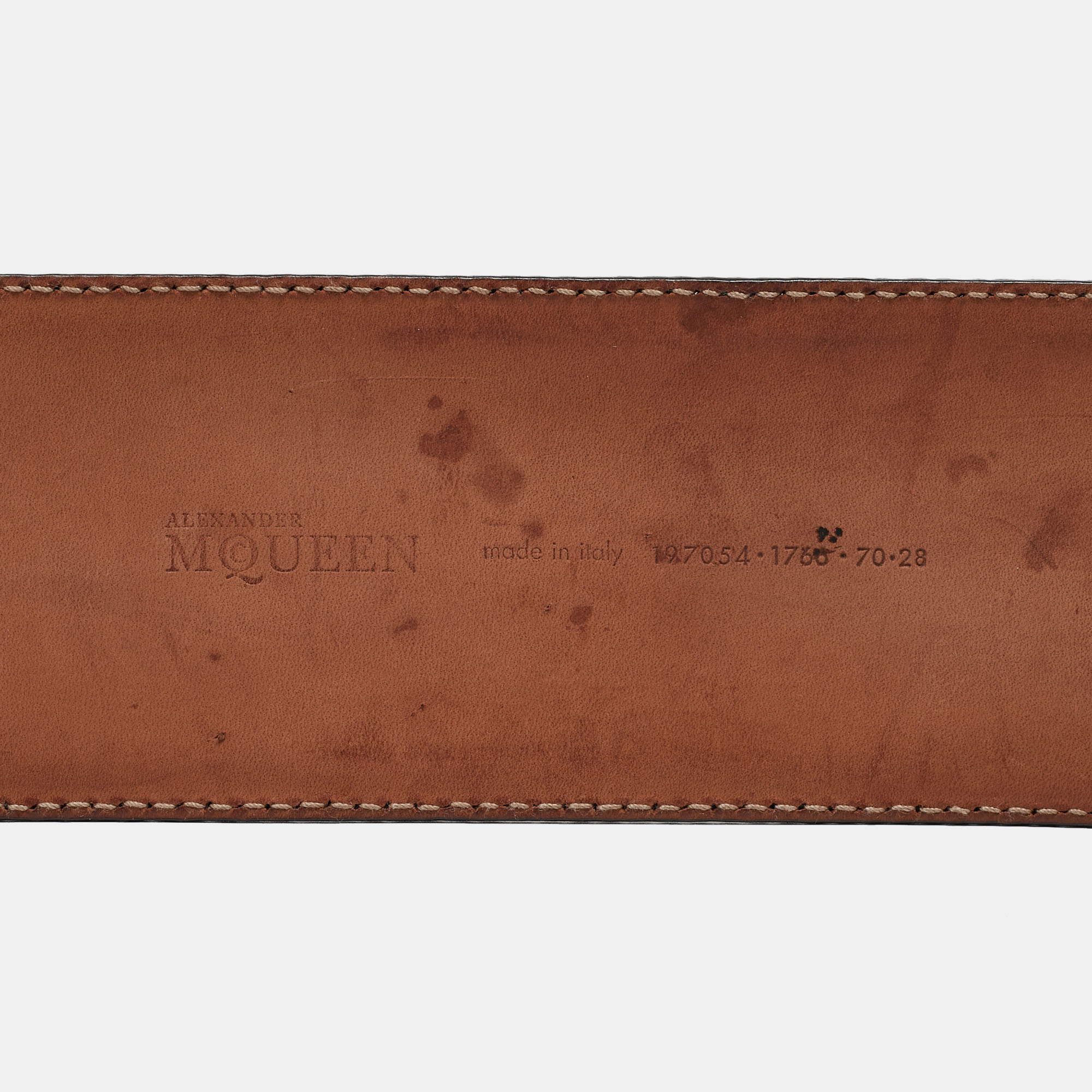 Alexander McQueen Light Gold Croc Embossed Leather Logo Wide Waist Belt