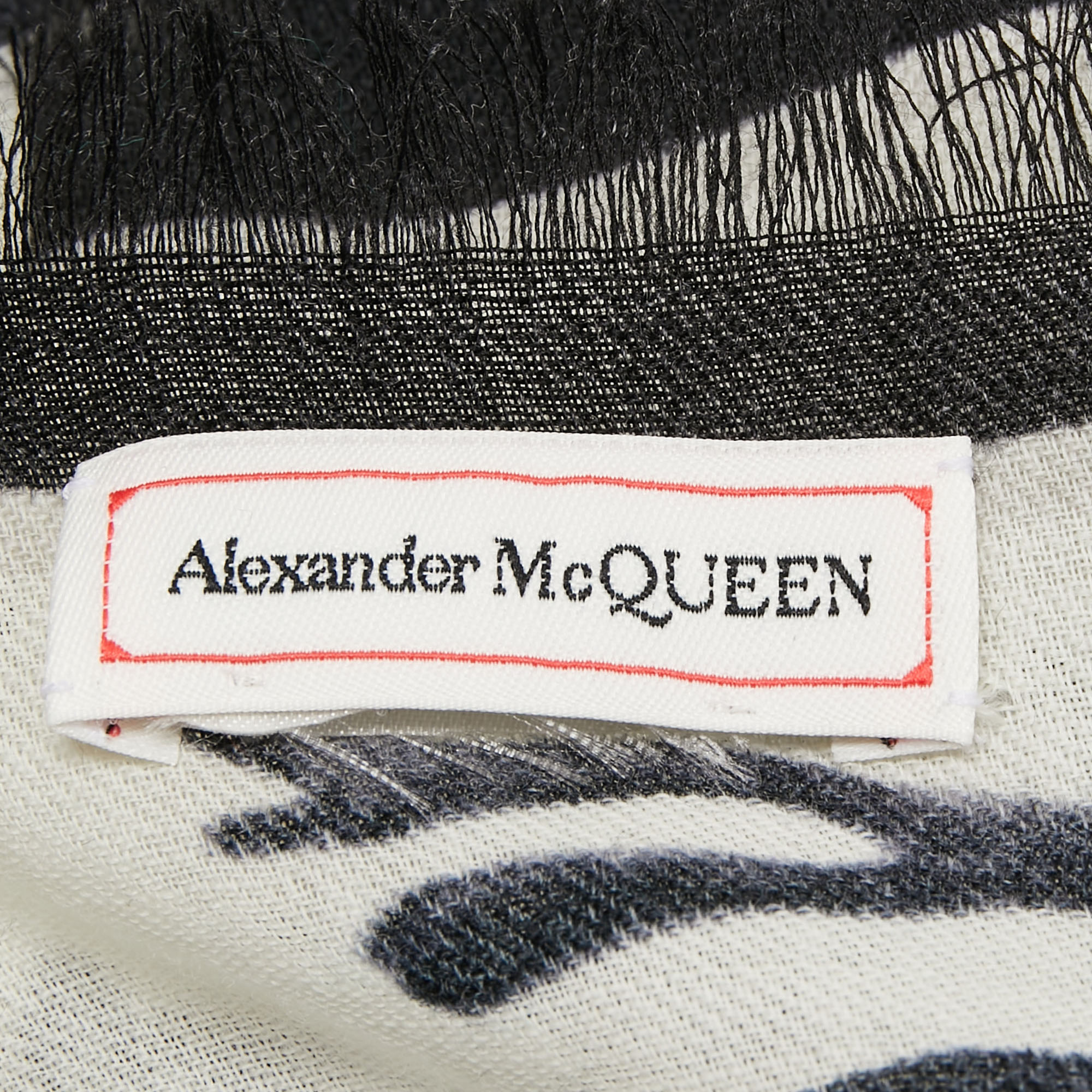 Alexander McQueen Ivory Underwater Graphic Print Wool Shawl