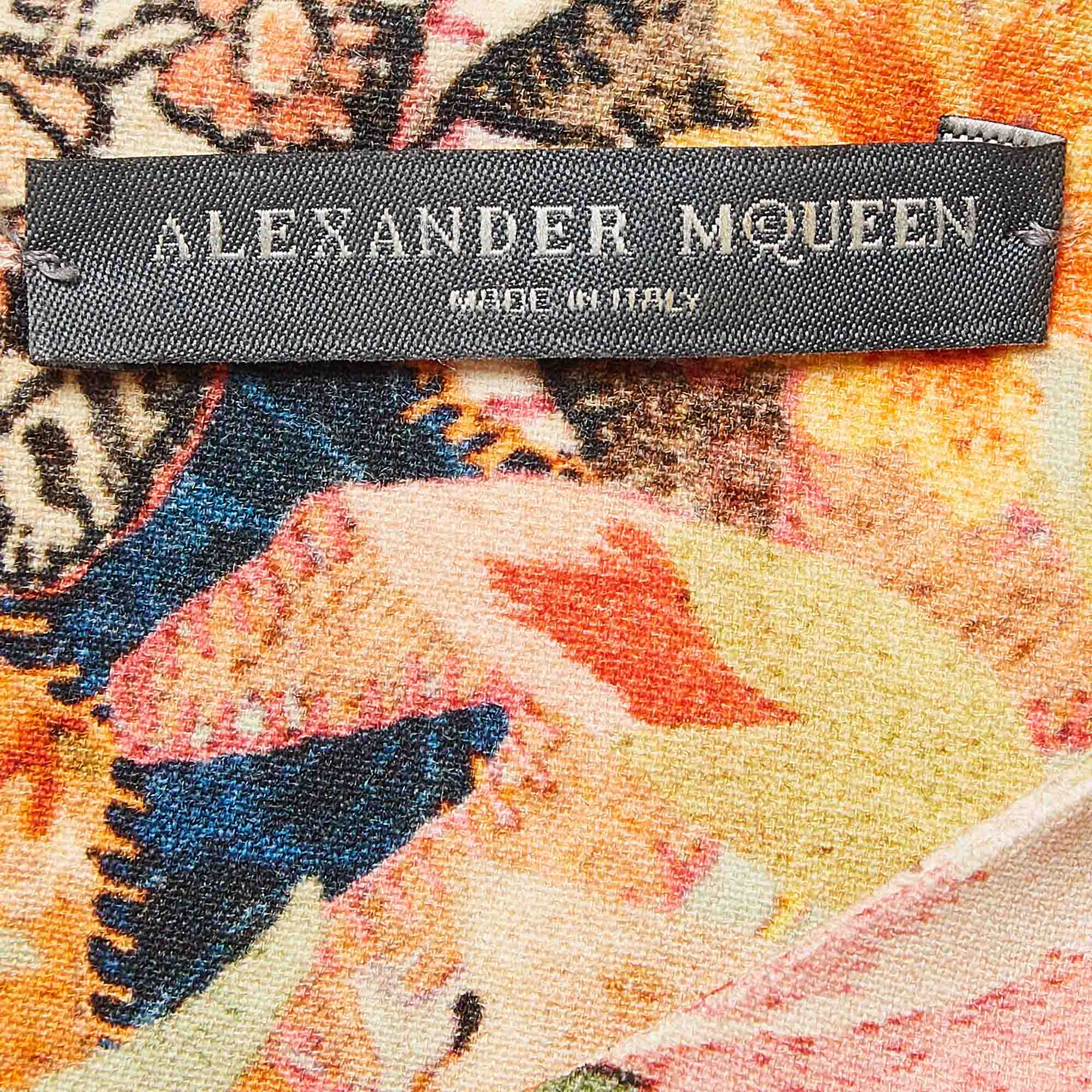 Alexander McQueen Multicolor Floral Print Crepe Tunic Top M