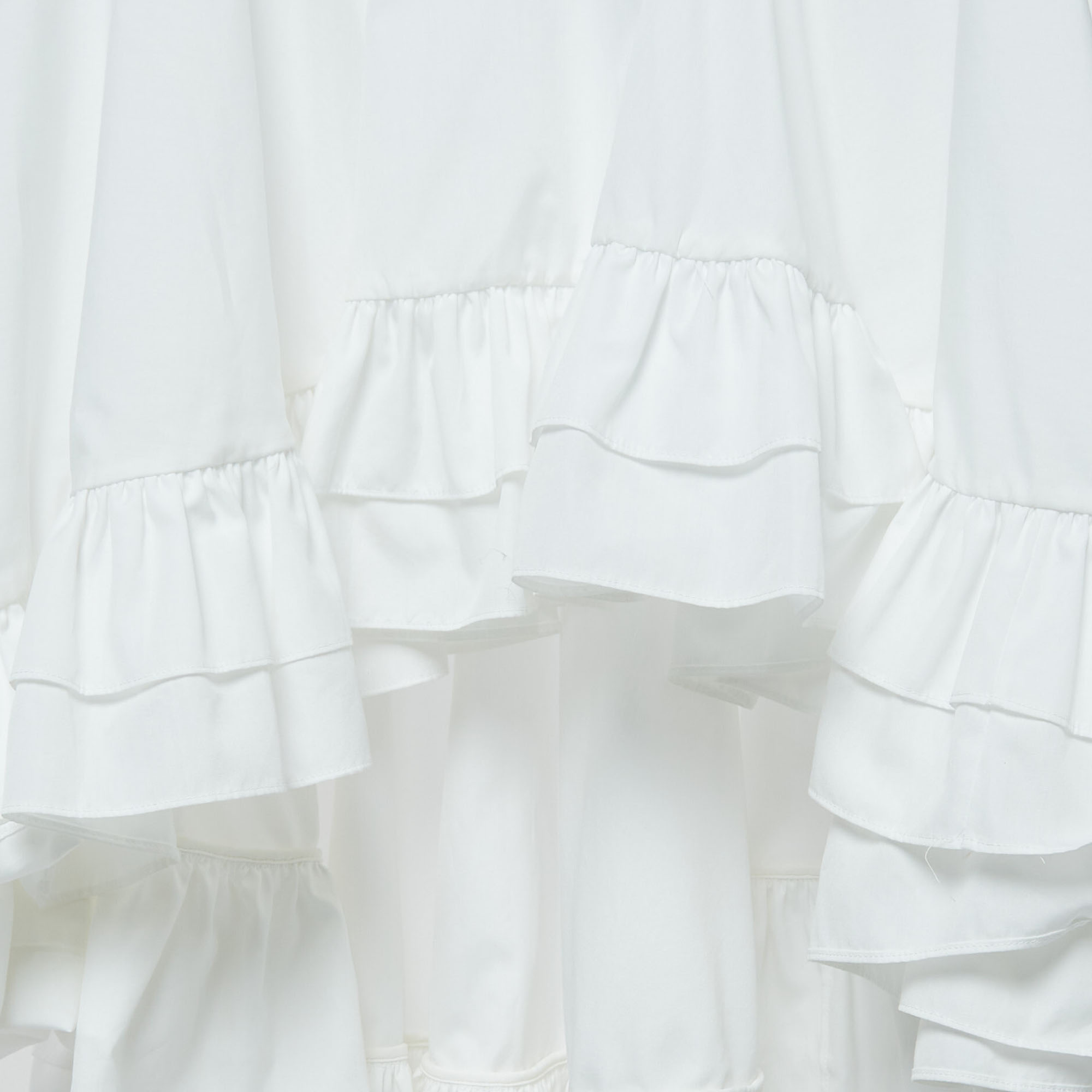 Alexander McQueen White Poplin Ruffled High-Low Mini Dress M