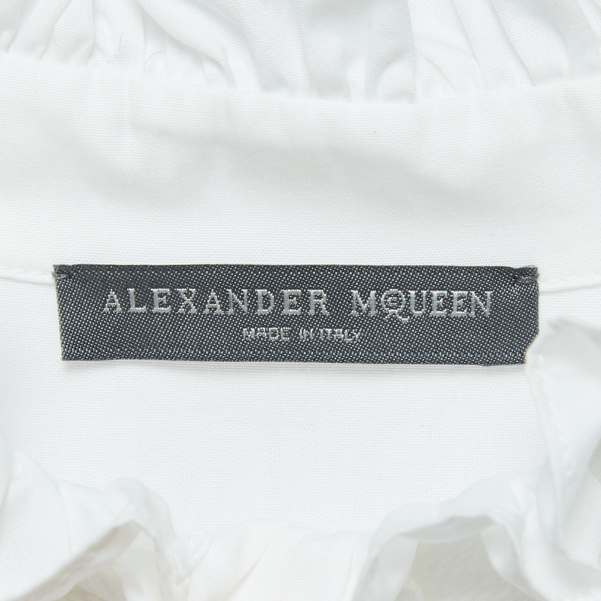 Alexander McQueen White Poplin Ruffled High-Low Mini Dress M