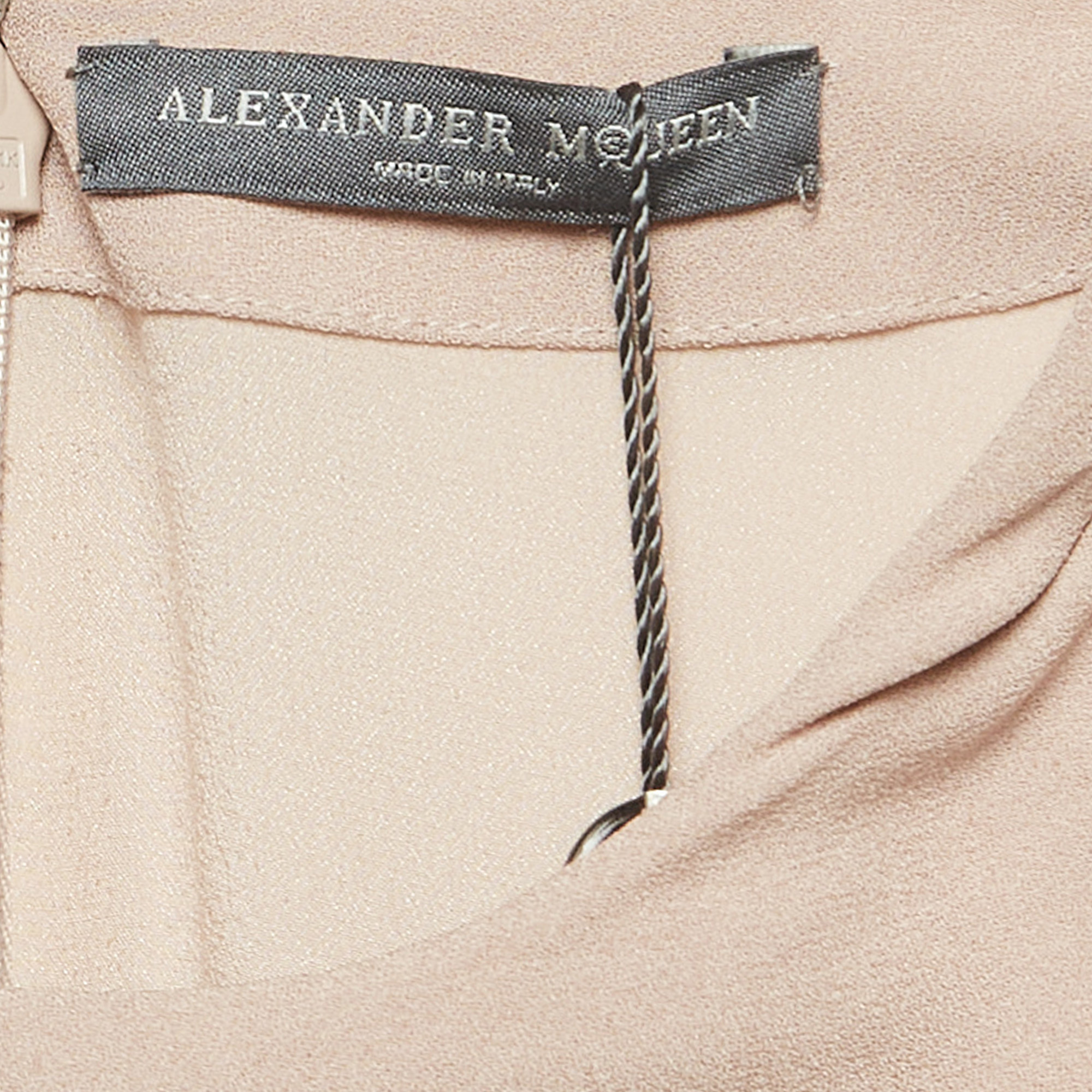 Alexander McQueen Tan Crepe Drape Style Short Dress S