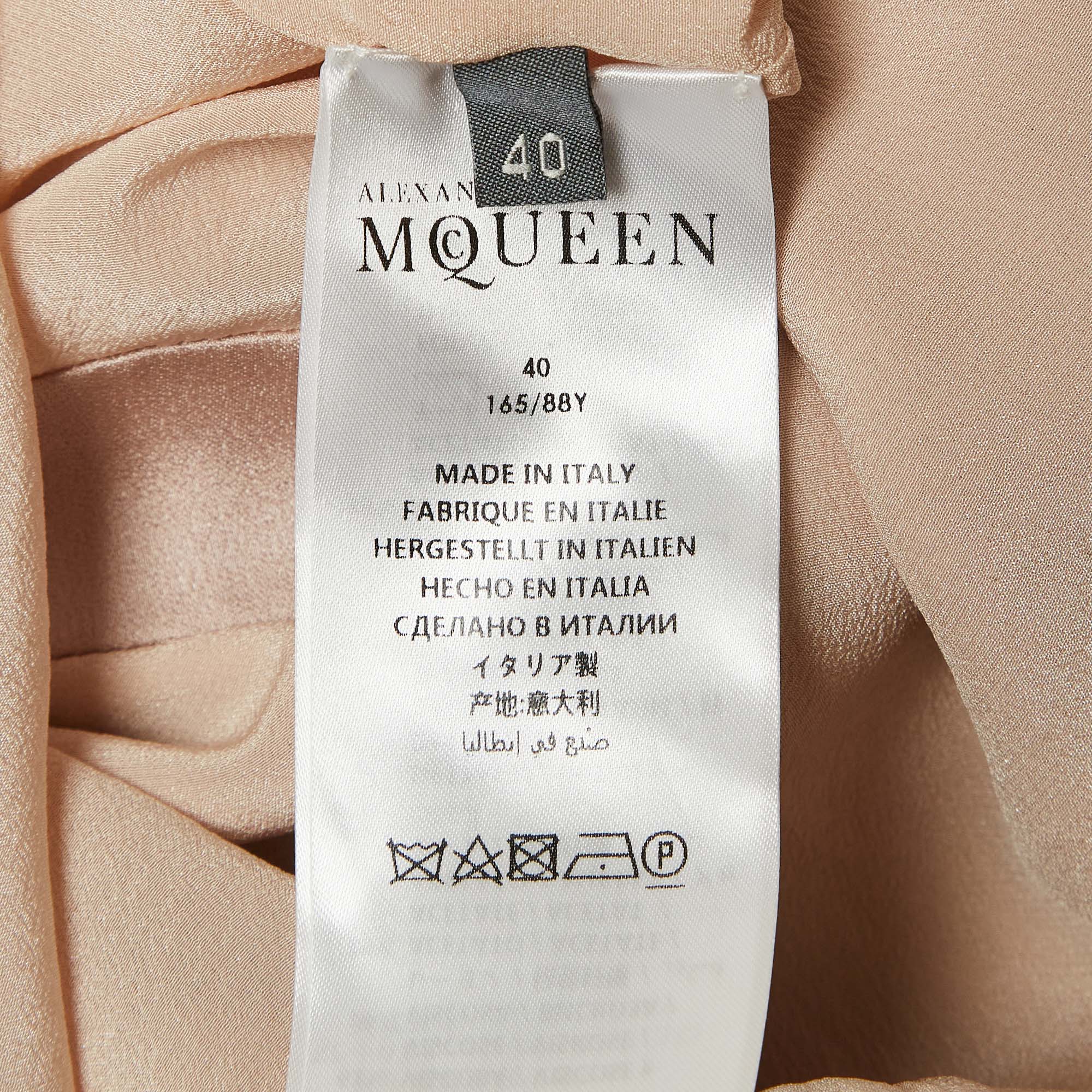 Alexander McQueen Tan Crepe Drape Style Short Dress S