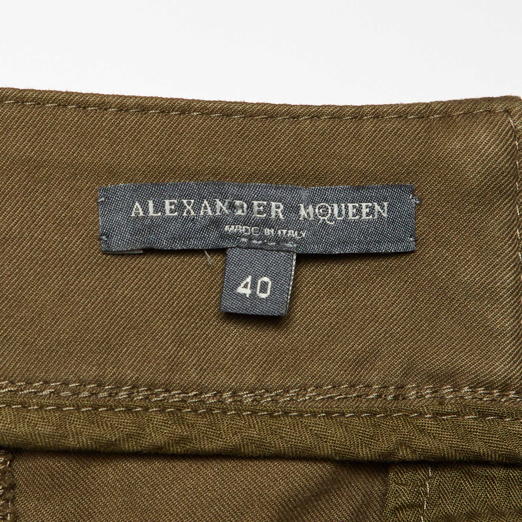 Alexander McQueen Khaki Green Button Detail Pants S