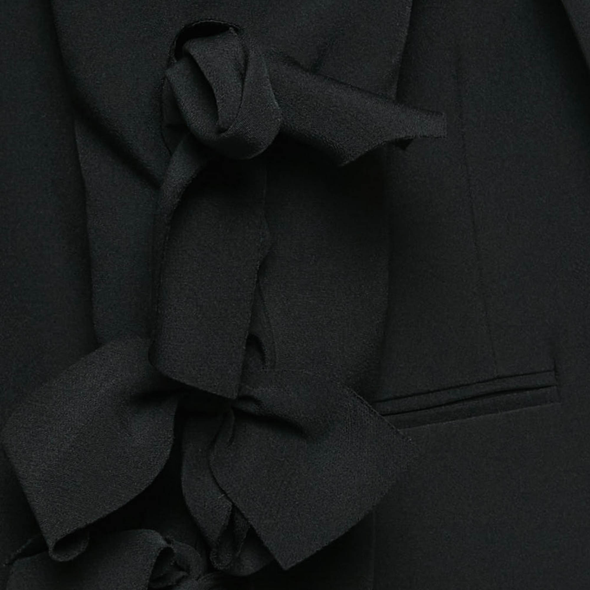 Alexander McQueen Black Crepe Cut-Out Tie-Up Detail Blazer S