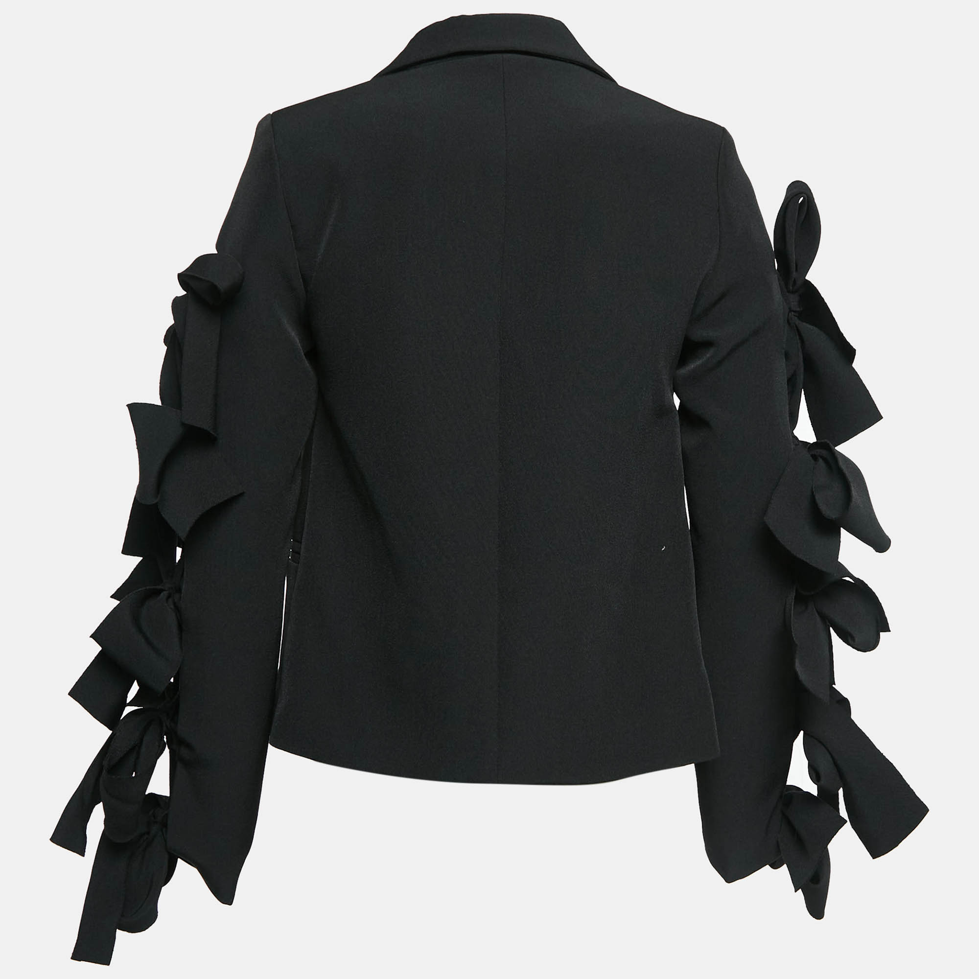 Alexander McQueen Black Crepe Cut-Out Tie-Up Detail Blazer S