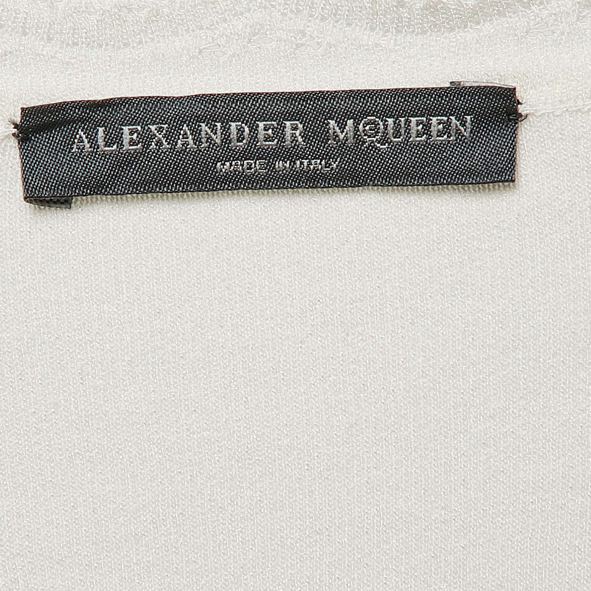 Alexander McQueen White Patterned Jersey Short Dress S