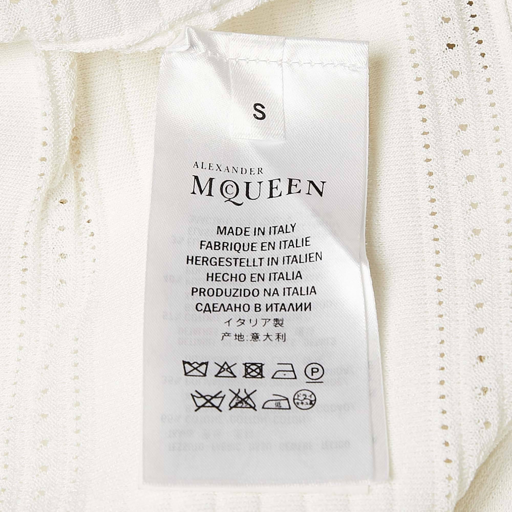 Alexander McQueen White Patterned Jersey Short Dress S