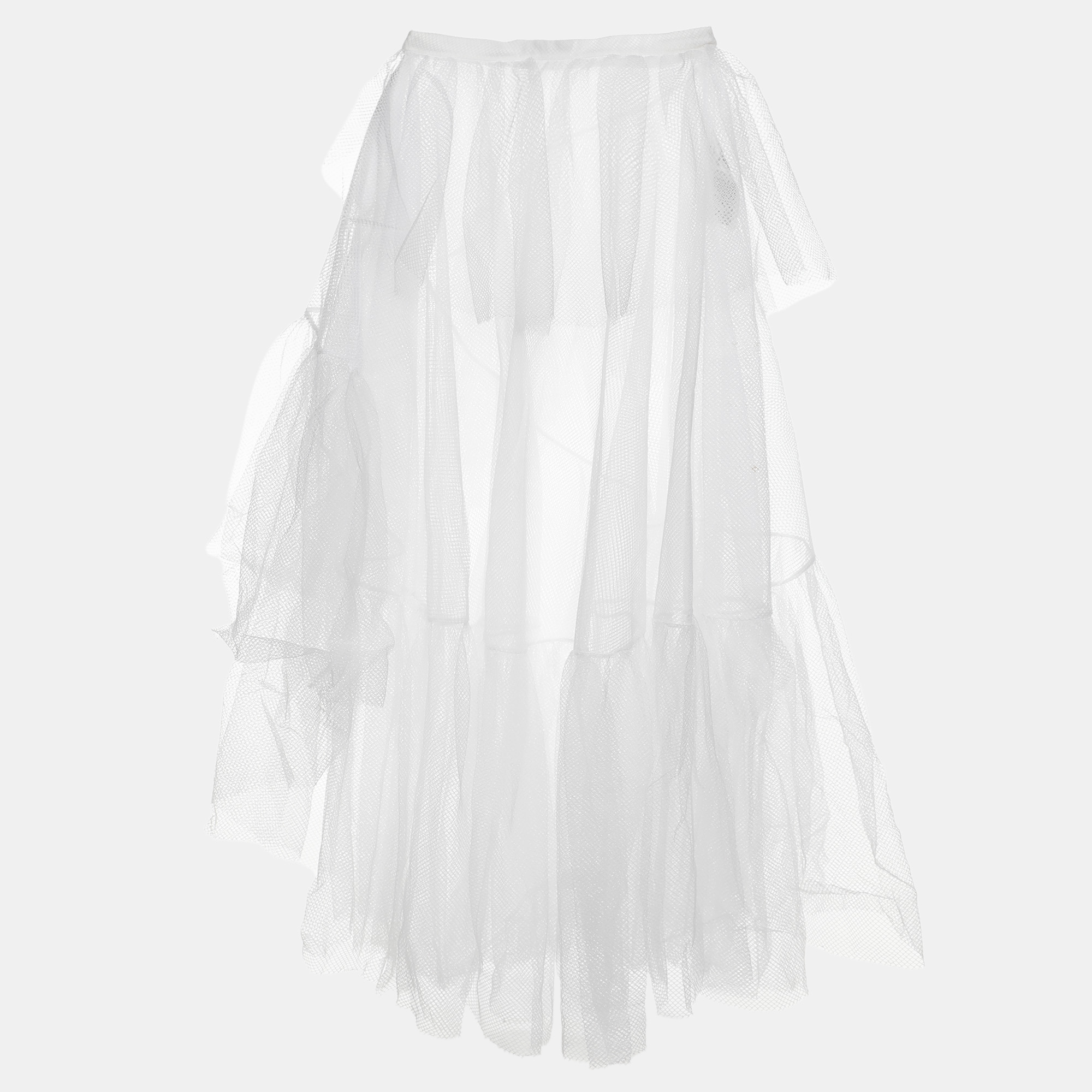 Alexander McQueen White Mesh Asymmetric Midi Skirt M