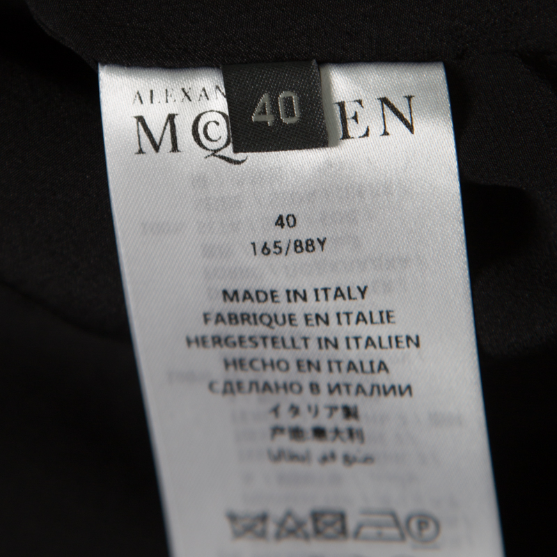 Alexander McQueen Black Faux Layered Drape Detail Cropped Blazer S
