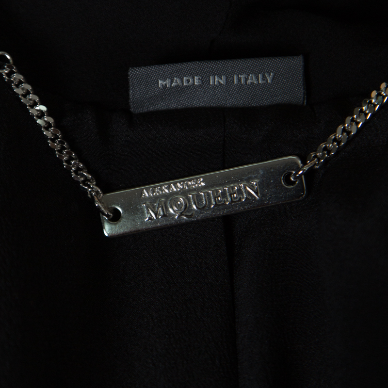 Alexander McQueen Black Faux Layered Drape Detail Cropped Blazer S