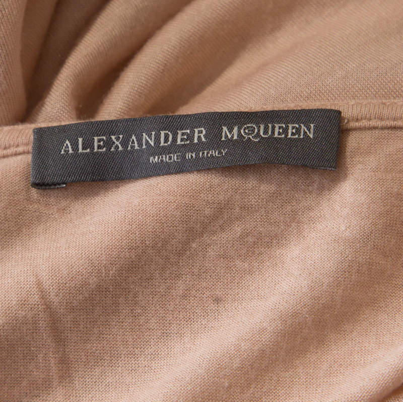 Alexander McQueen Peach Modal Jersey Layered Asymmetric Sleeveless Top M