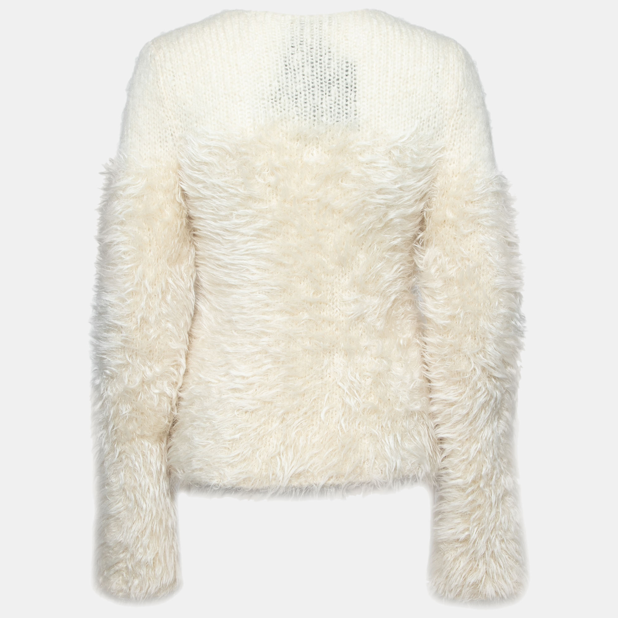 

Alexander McQueen Ivory Mohair and Wool Hairy Knit Crew Neck Jumper, Cream