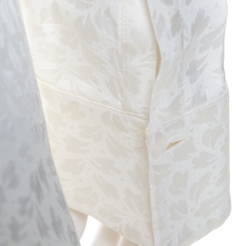 Alexander McQueen Cream Leaf Jacquard Asymmetric Hem Shirt Dress S