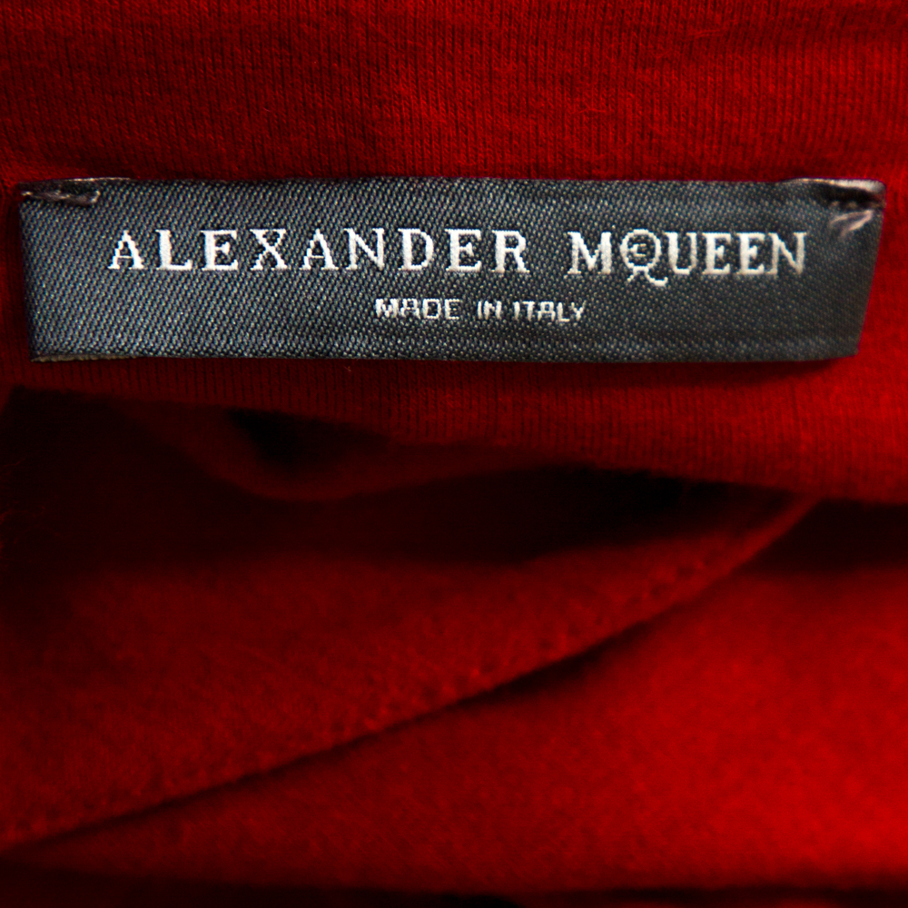 Alexander McQueen Red Stretch Knit Sleeveless Fitted Dress S